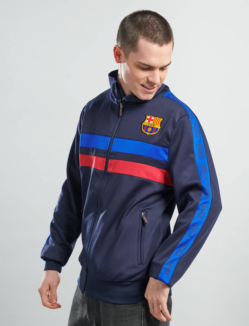 Official FC Barcelona Track Jacket - Navy - The World Football Store