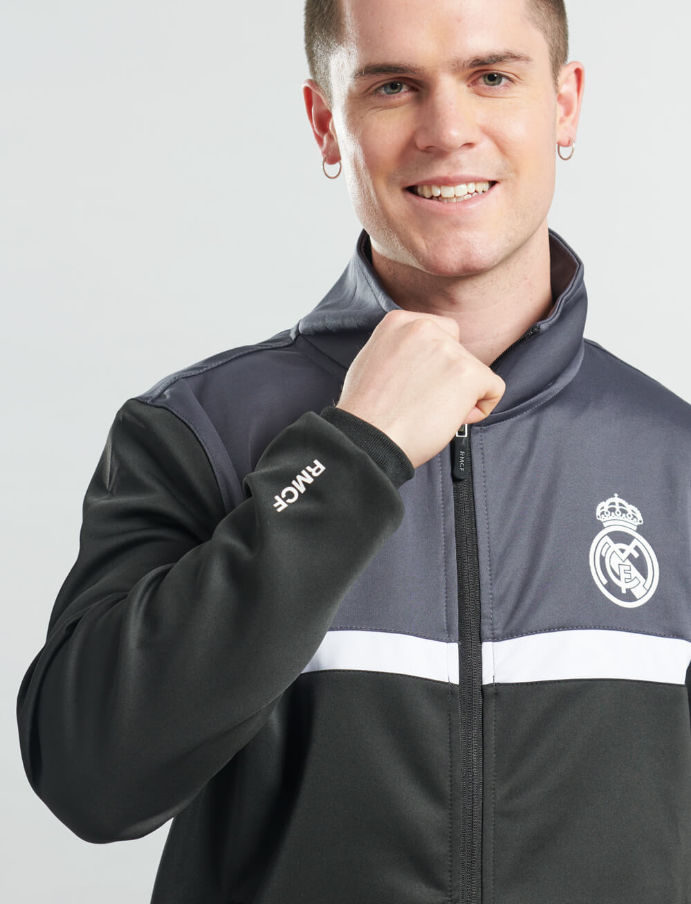 Official Real Madrid Track Jacket - Black/Grey - The World Football Store