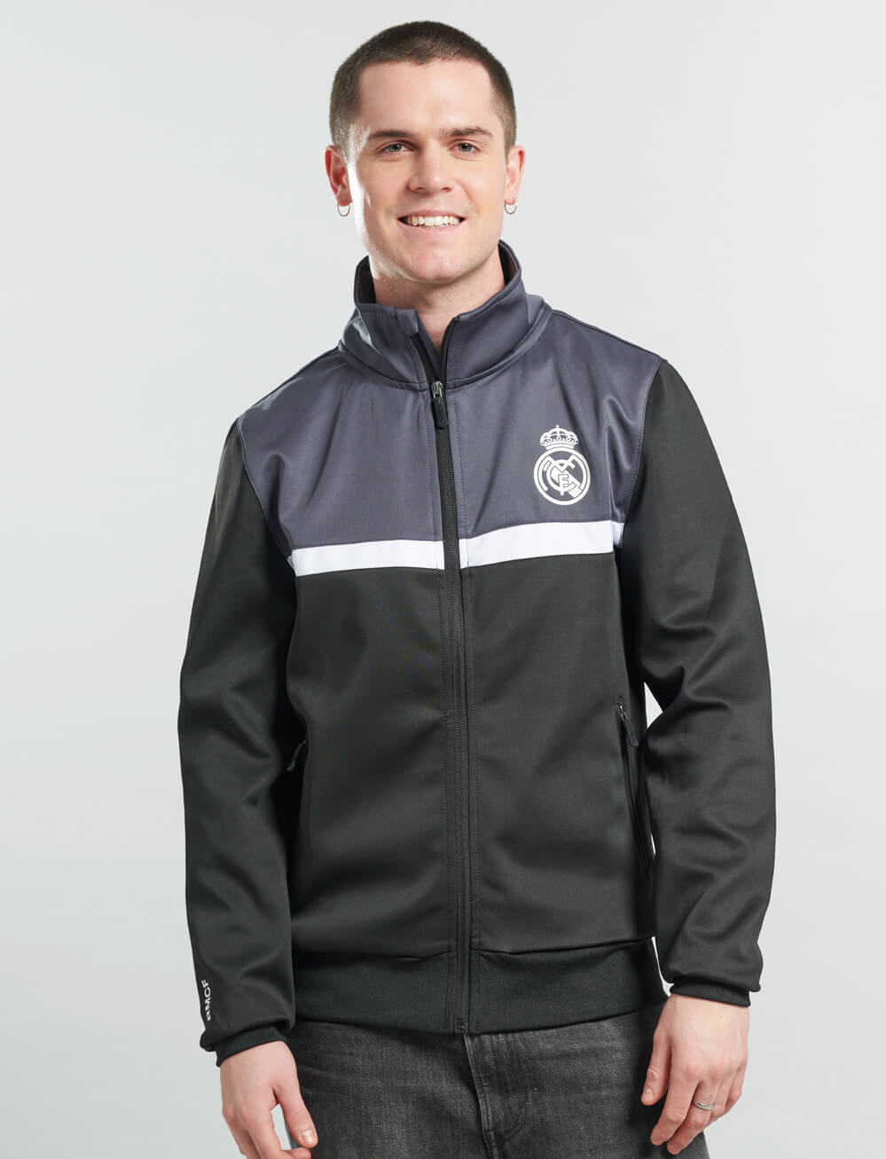 Official Real Madrid Track Jacket - Black/Grey - The World Football Store