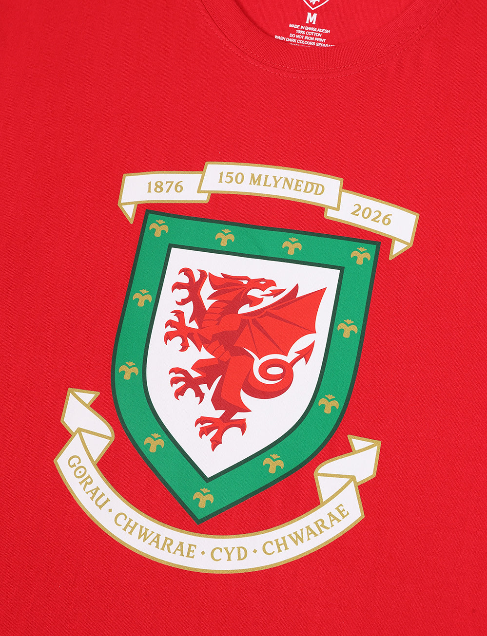 Official Team Wales 150th Anniversary Crest T-Shirt - Red - The World Football Store