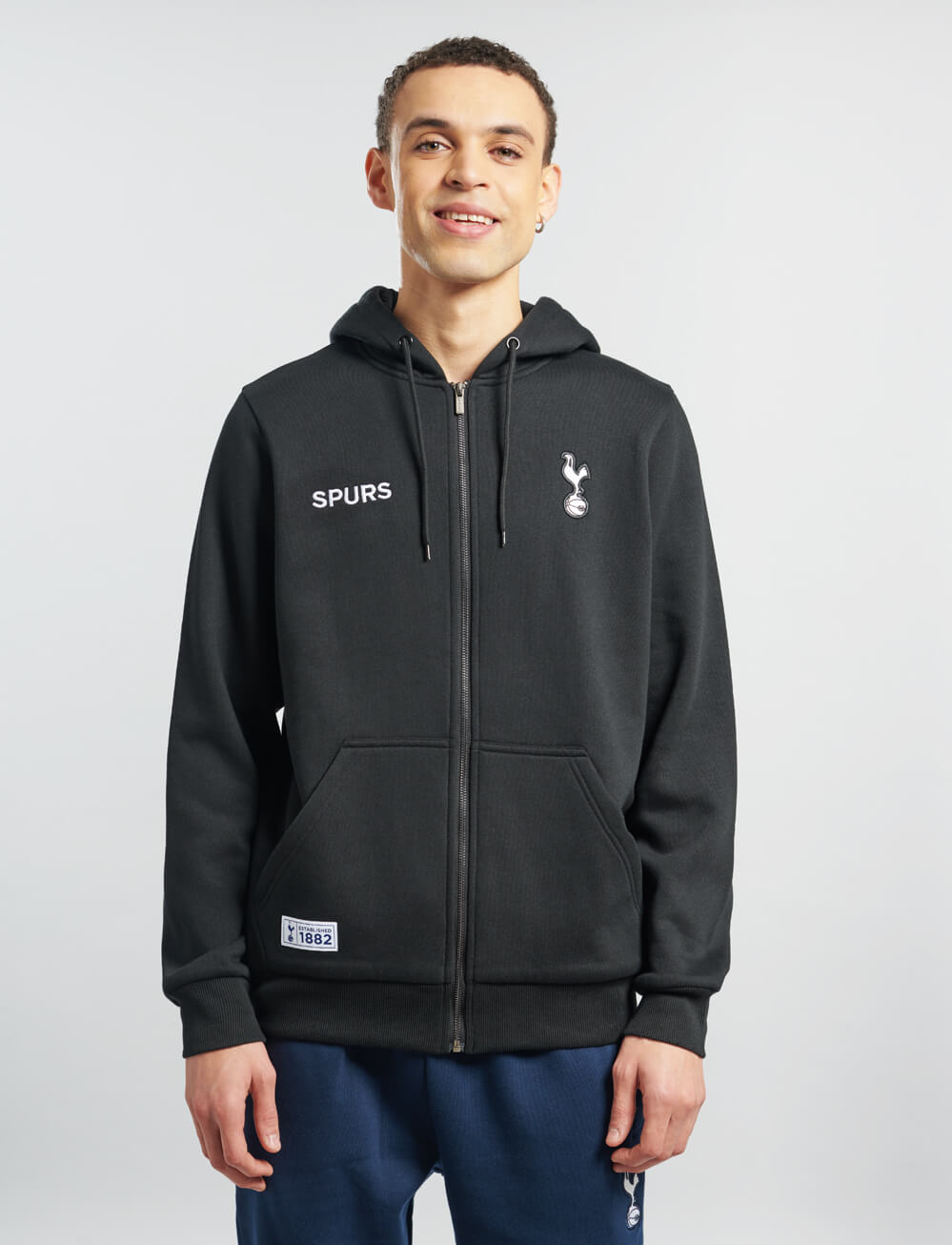 Official Tottenham Full Zip Hoodie - Black - The World Football Store