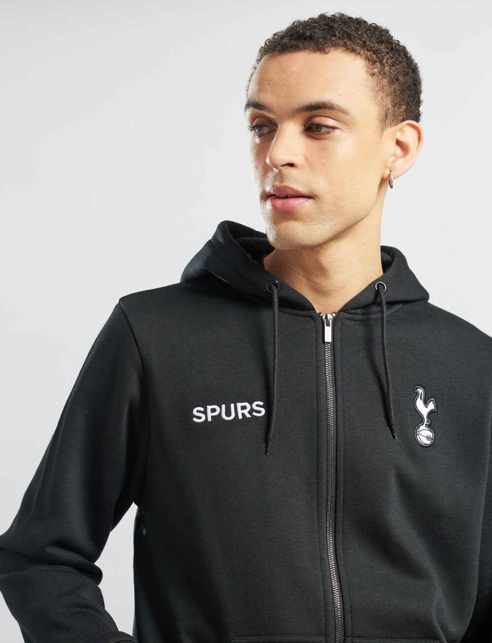 Official Tottenham Full Zip Hoodie - Black - The World Football Store
