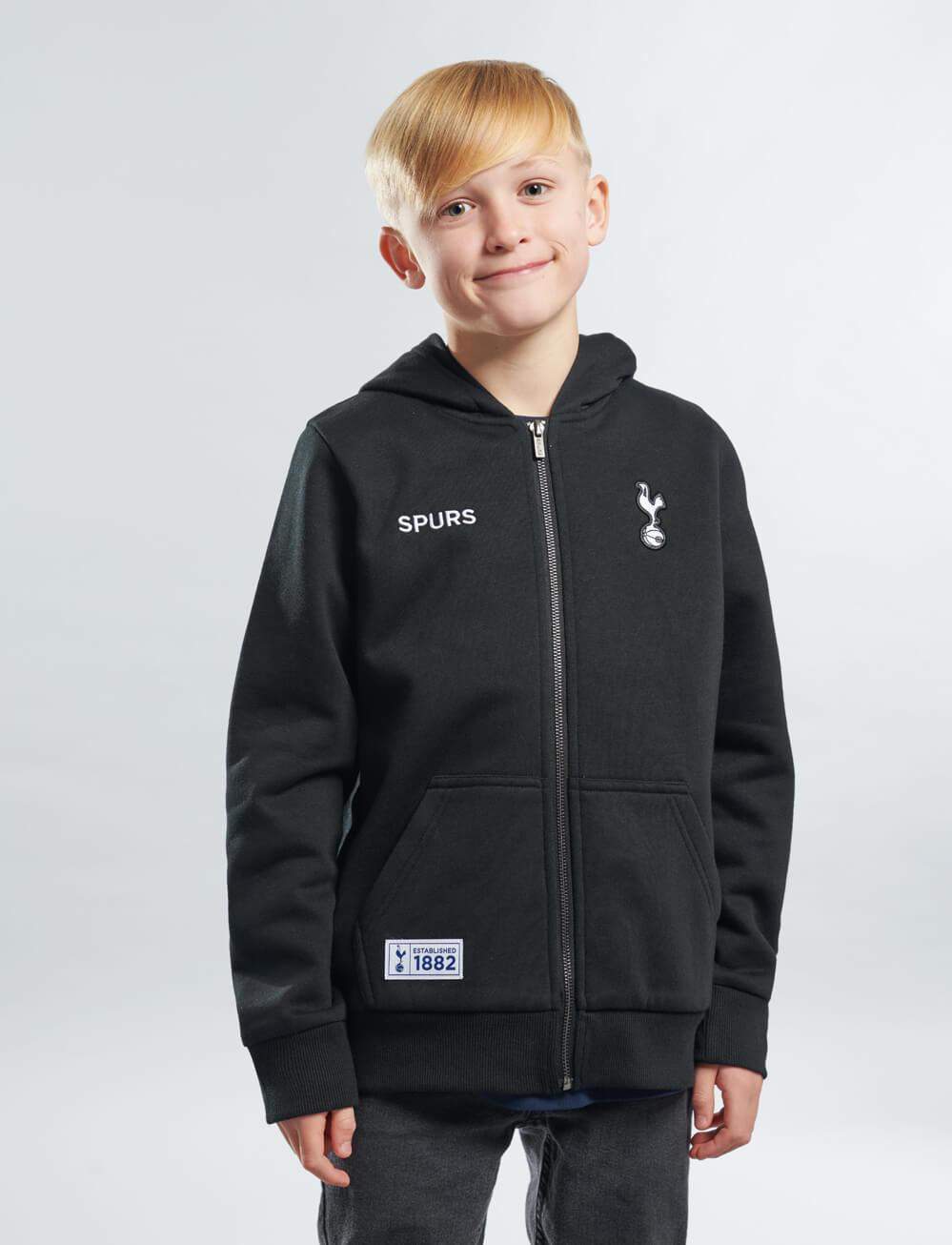 Official Tottenham Kids Full Zip Hoodie - Black - The World Football Store