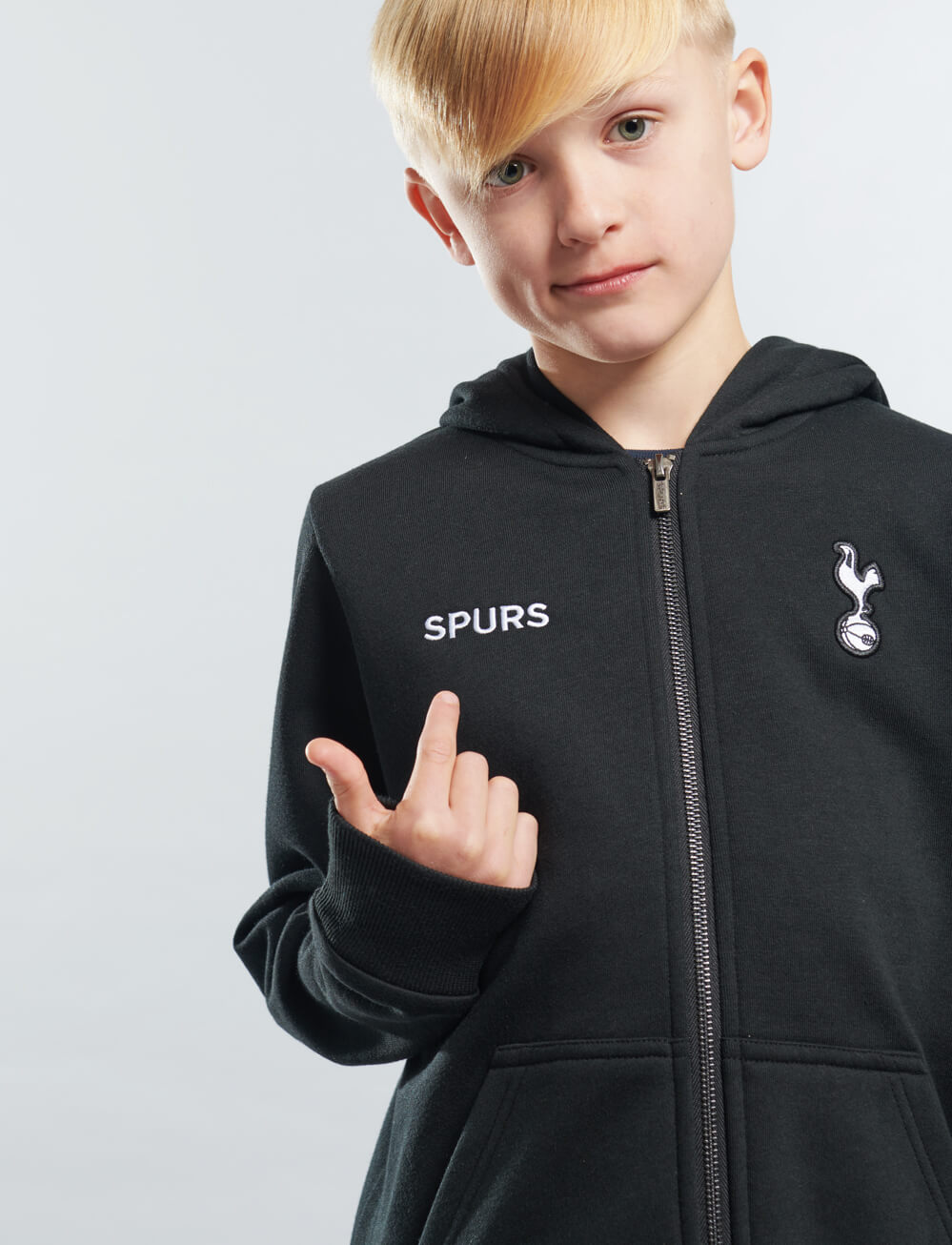 Official Tottenham Kids Full Zip Hoodie - Black - The World Football Store