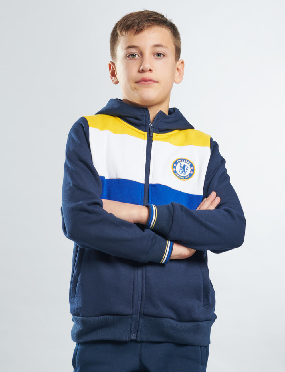 Official Chelsea Kids Full Zip Fleece Hoodie - Navy - The World Football Store