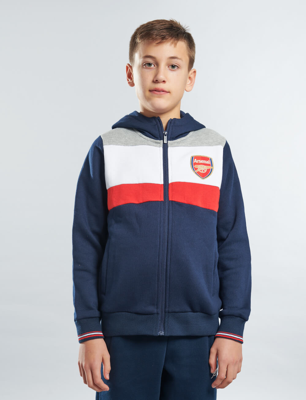 Official Arsenal Kids Full Zip Hoodie - Navy - The World Football Store