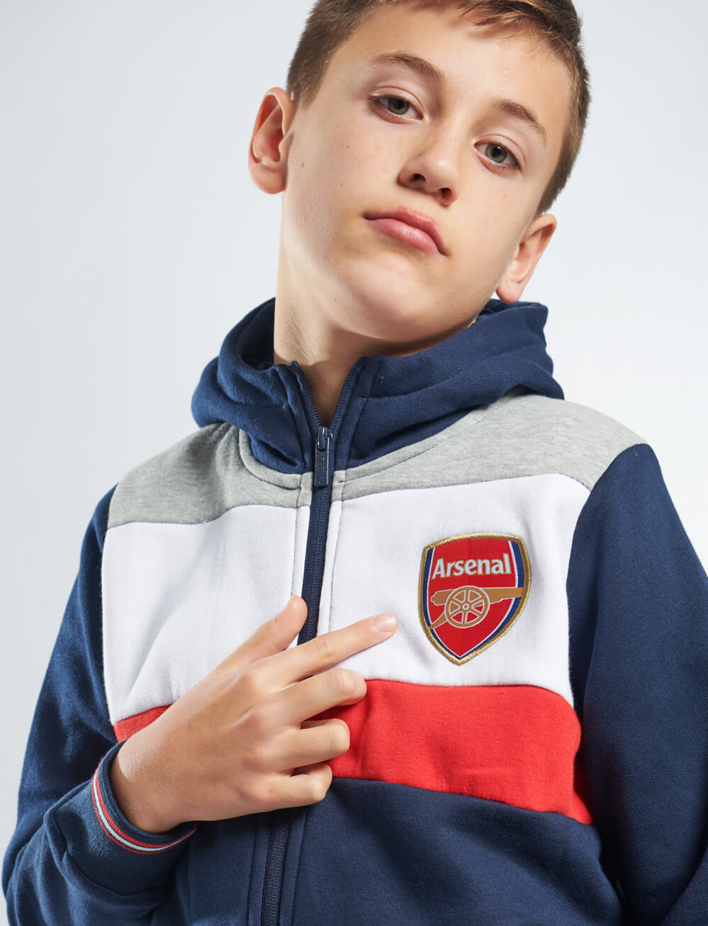 Official Arsenal Kids Full Zip Hoodie - Navy - The World Football Store