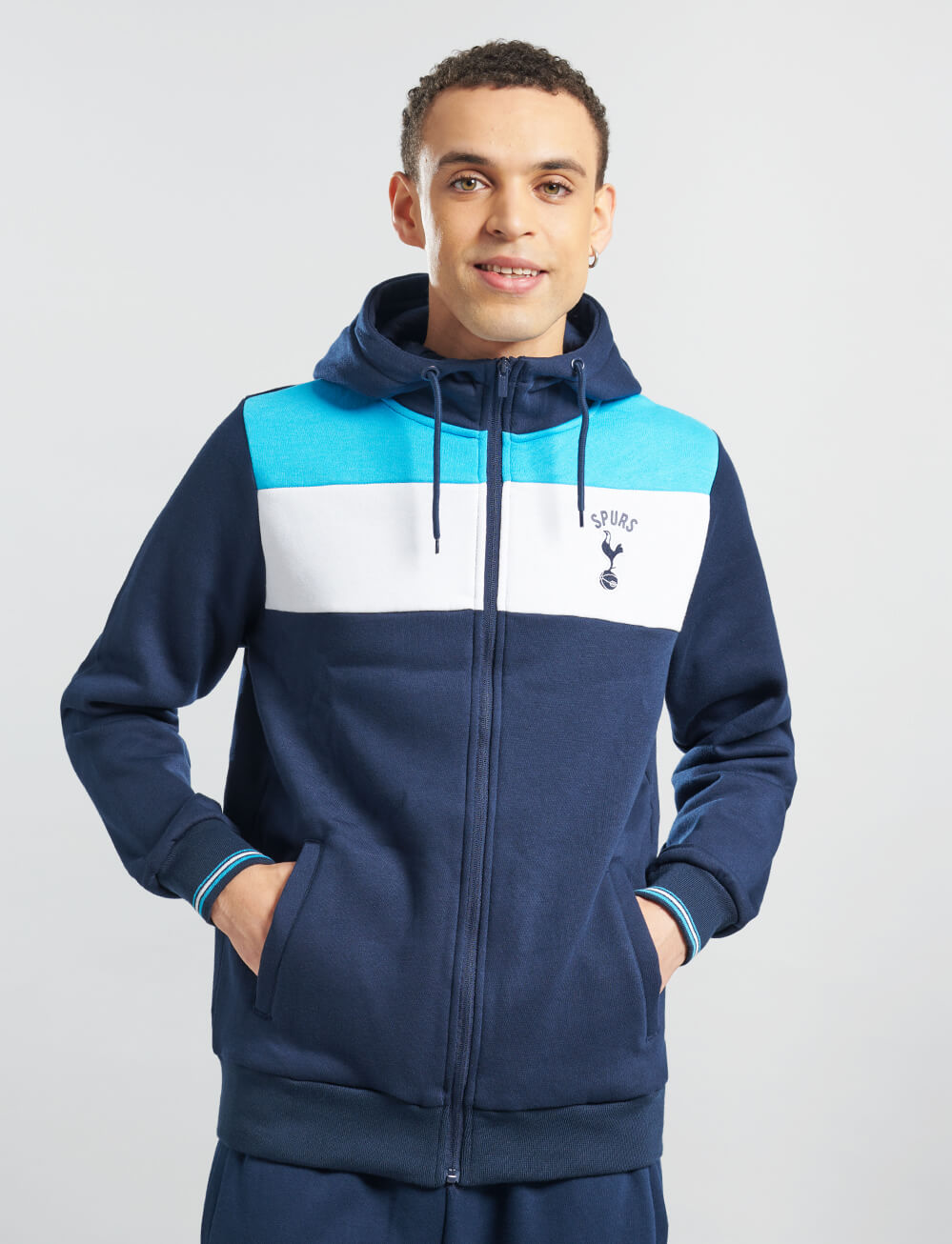 Official Tottenham Full Zip Badge Hoodie - Navy - The World Football Store