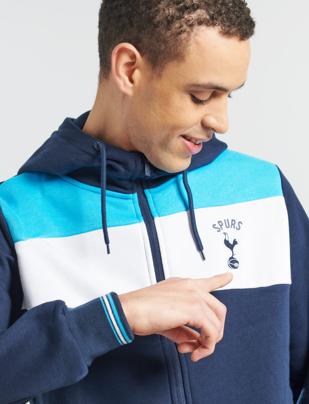 Official Tottenham Full Zip Badge Hoodie - Navy - The World Football Store