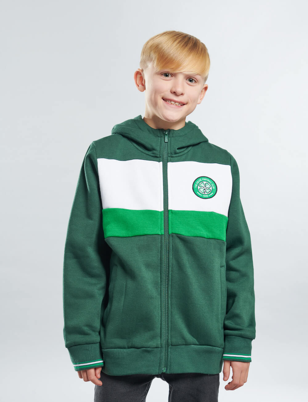 Official Celtic Kids Full Zip Hoodie - Green - The World Football Store