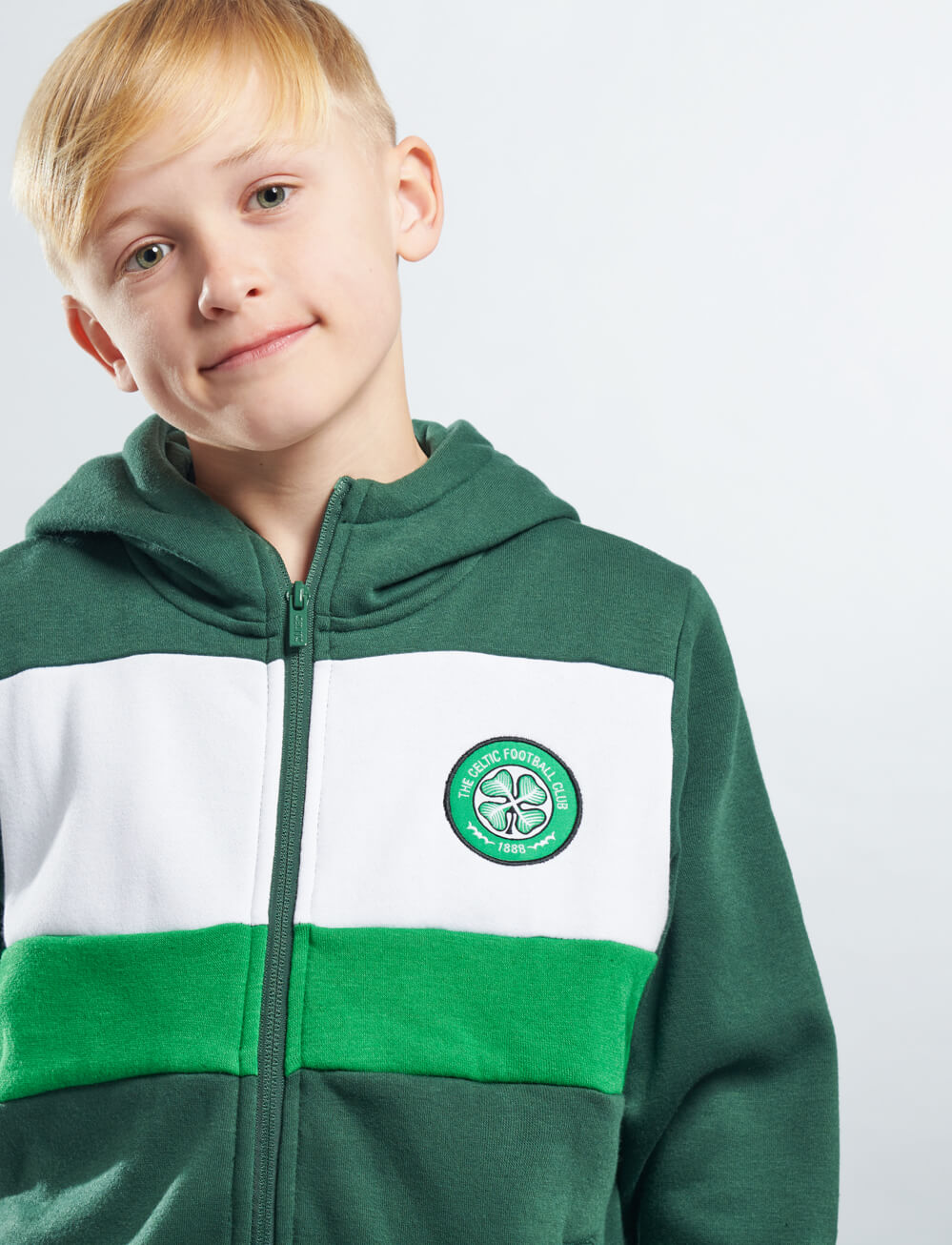 Official Celtic Kids Full Zip Hoodie - Green - The World Football Store