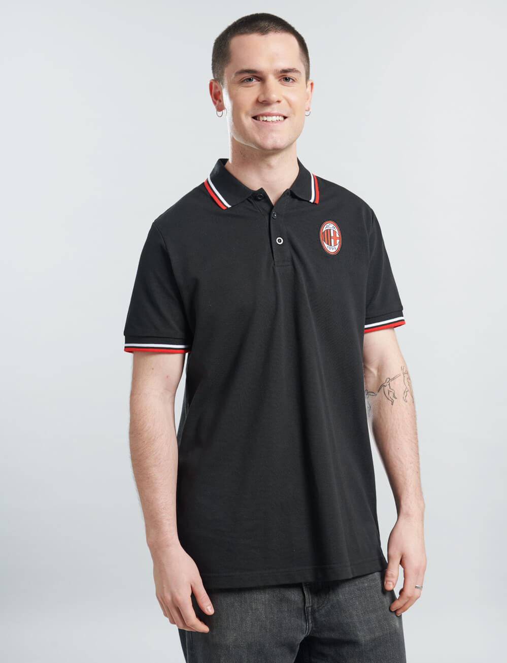 Official AC Milan Core Polo Shirt - Black - The World Football Store