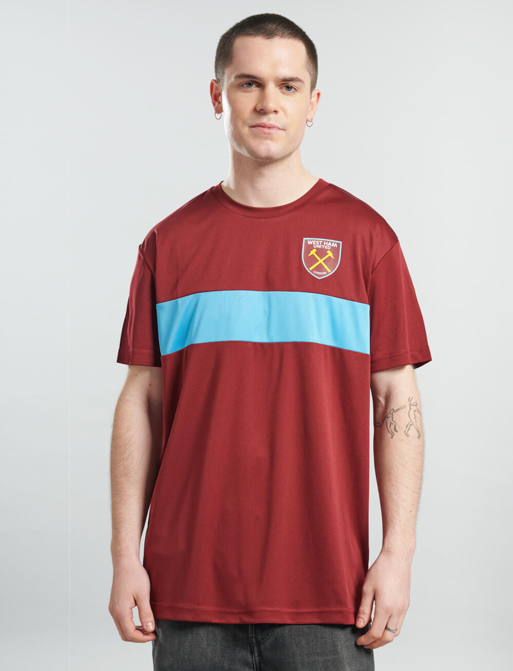 Official West Ham United Stripe T-Shirt - Claret - The World Football Store