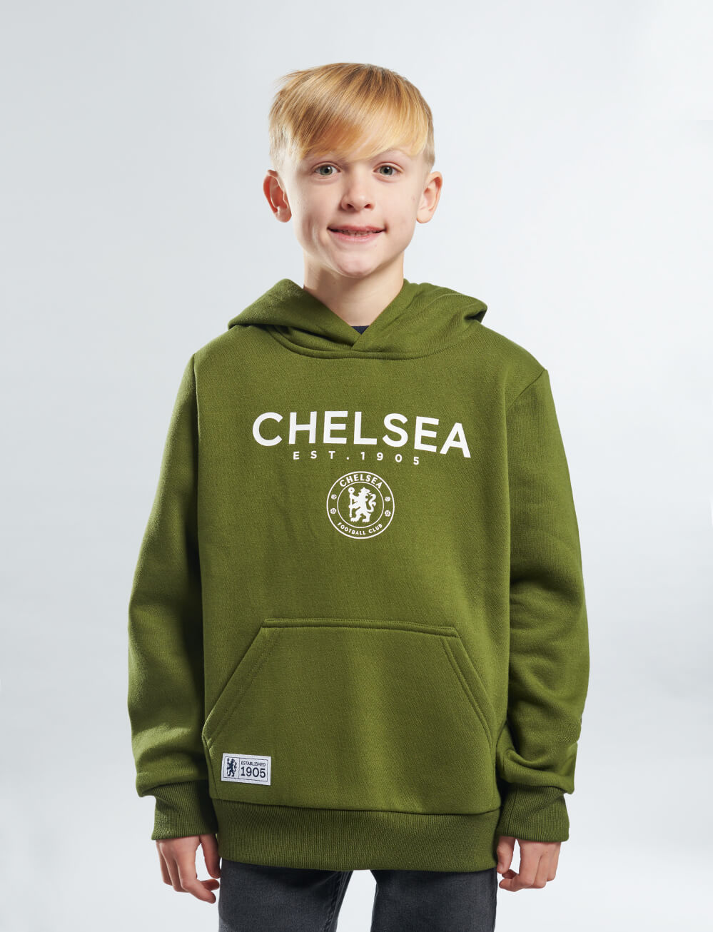 Official Chelsea Kids Logo Hoodie - Cypress - The World Football Store