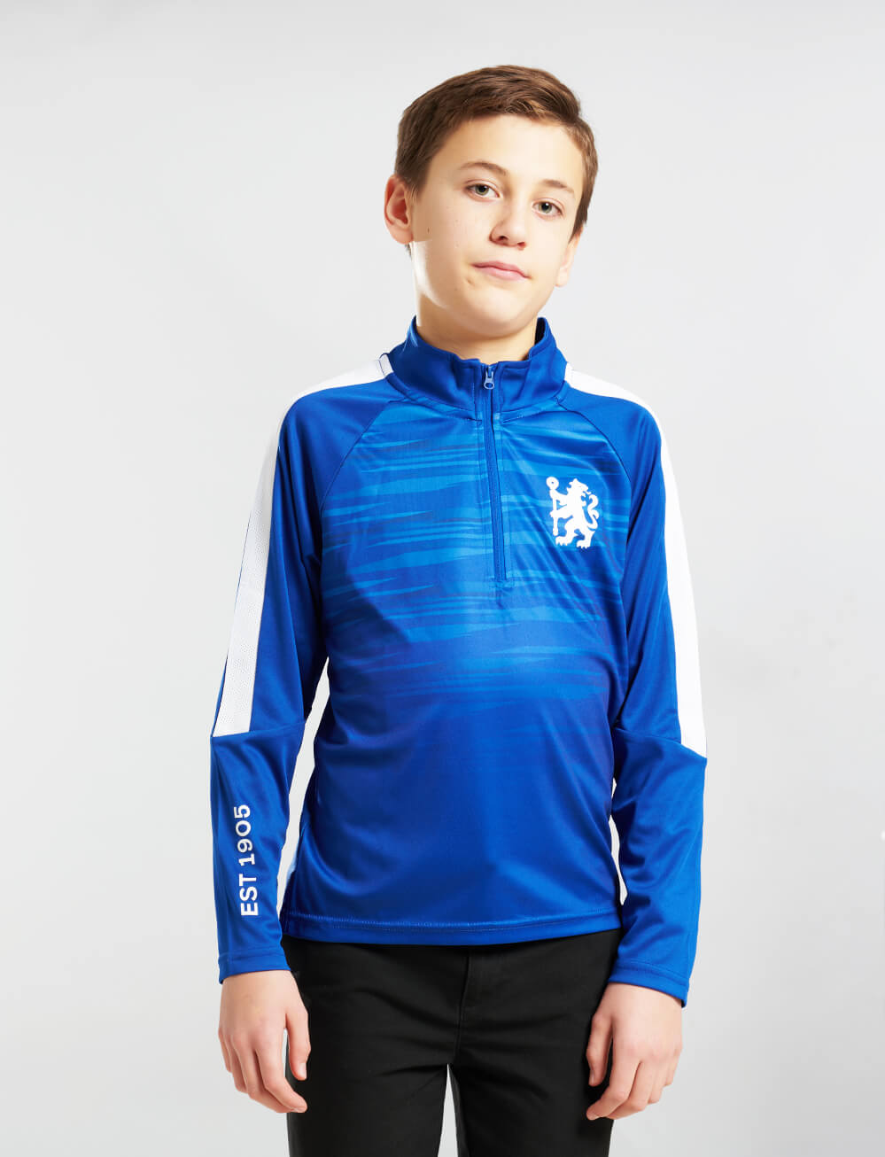 Official Chelsea Kids 1/4 Zip Track Top - Royal Blue - The World Football Store