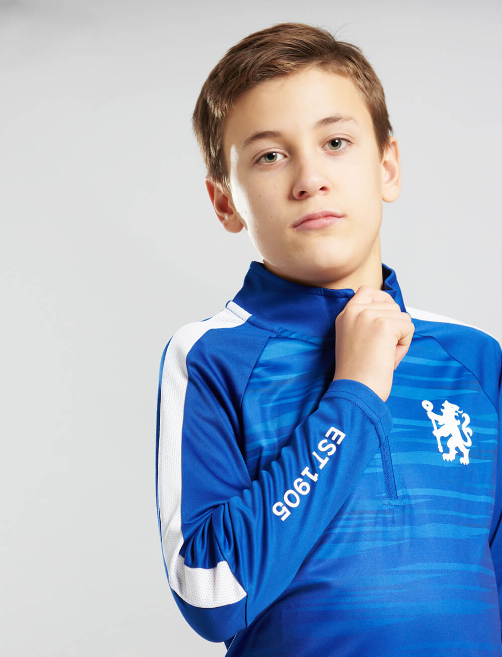 Official Chelsea Kids 1/4 Zip Track Top - Royal Blue - The World Football Store