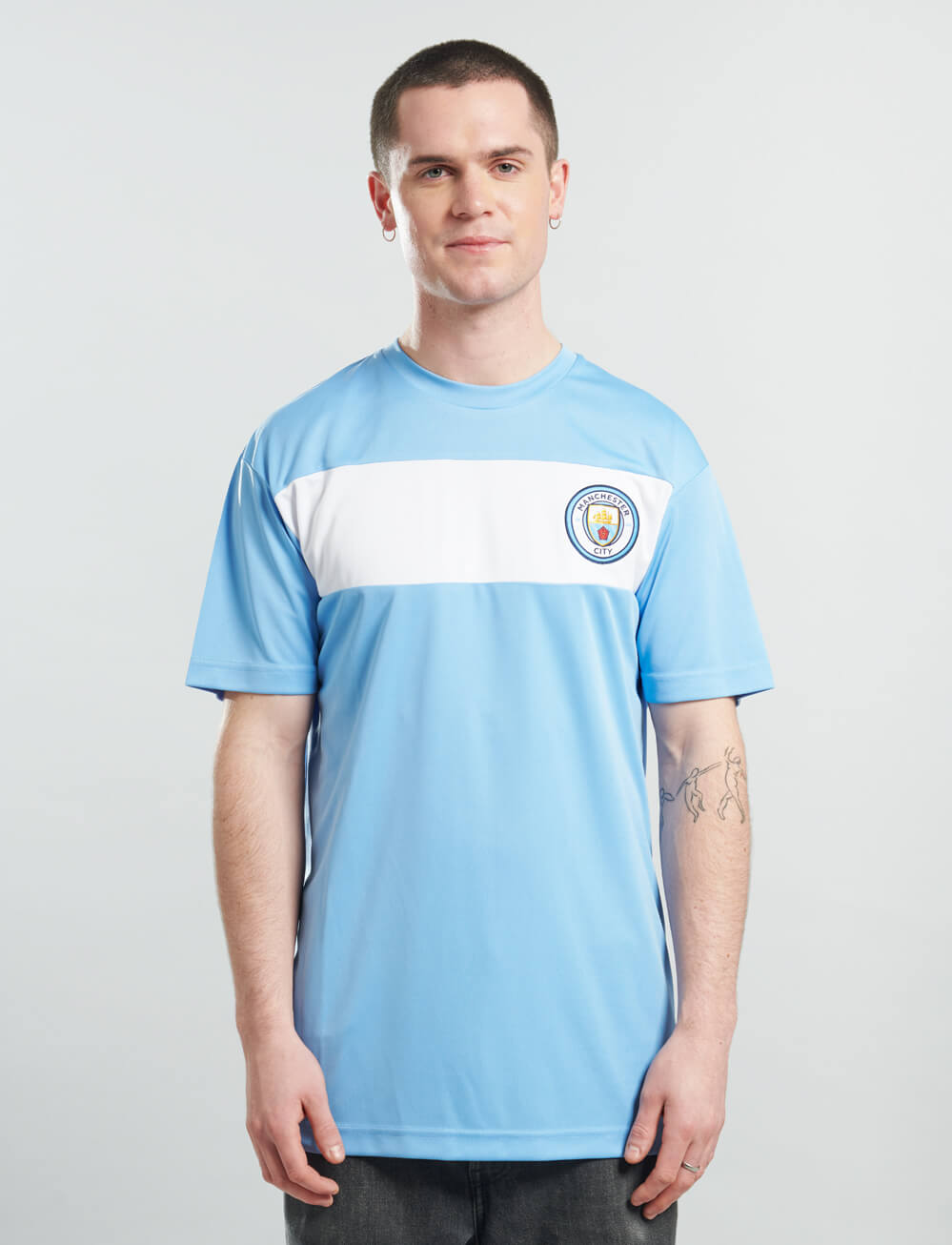 Official Manchester City Stripe T-Shirt - Sky Blue - The World Football Store