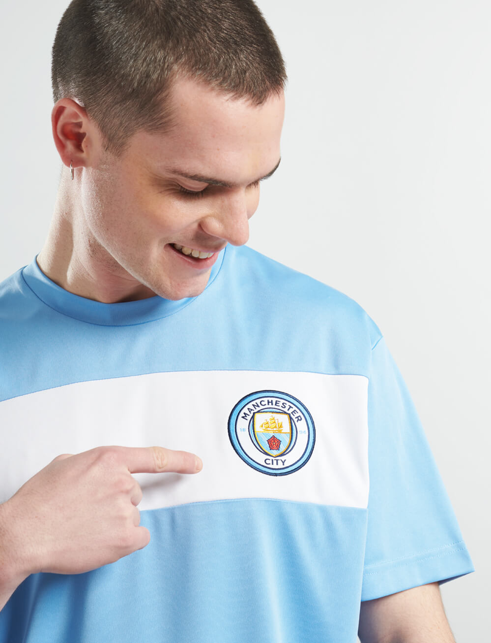 Official Manchester City Stripe T-Shirt - Sky Blue - The World Football Store