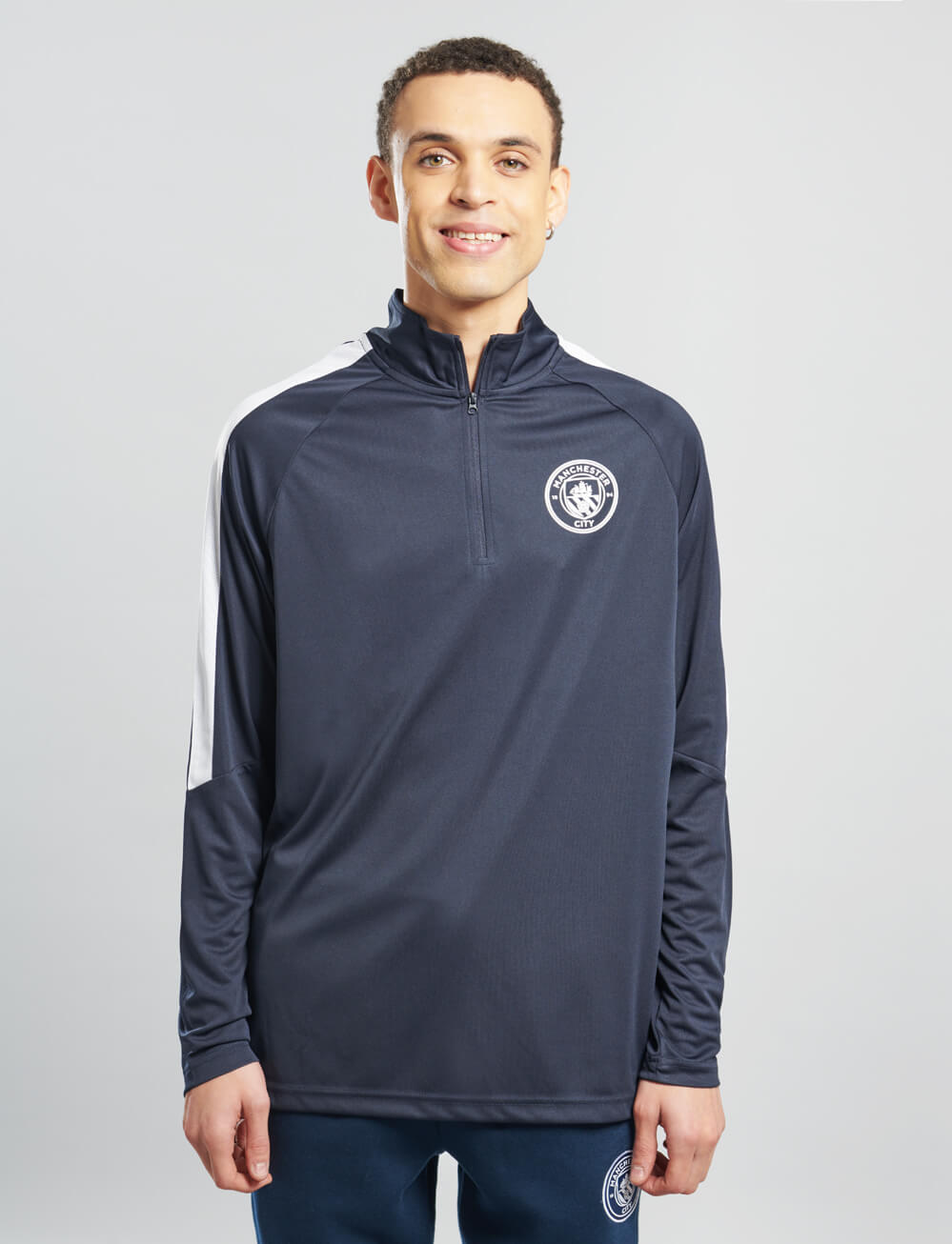 Official Manchester City 1/4 Zip Track Top - Navy - The World Football Store