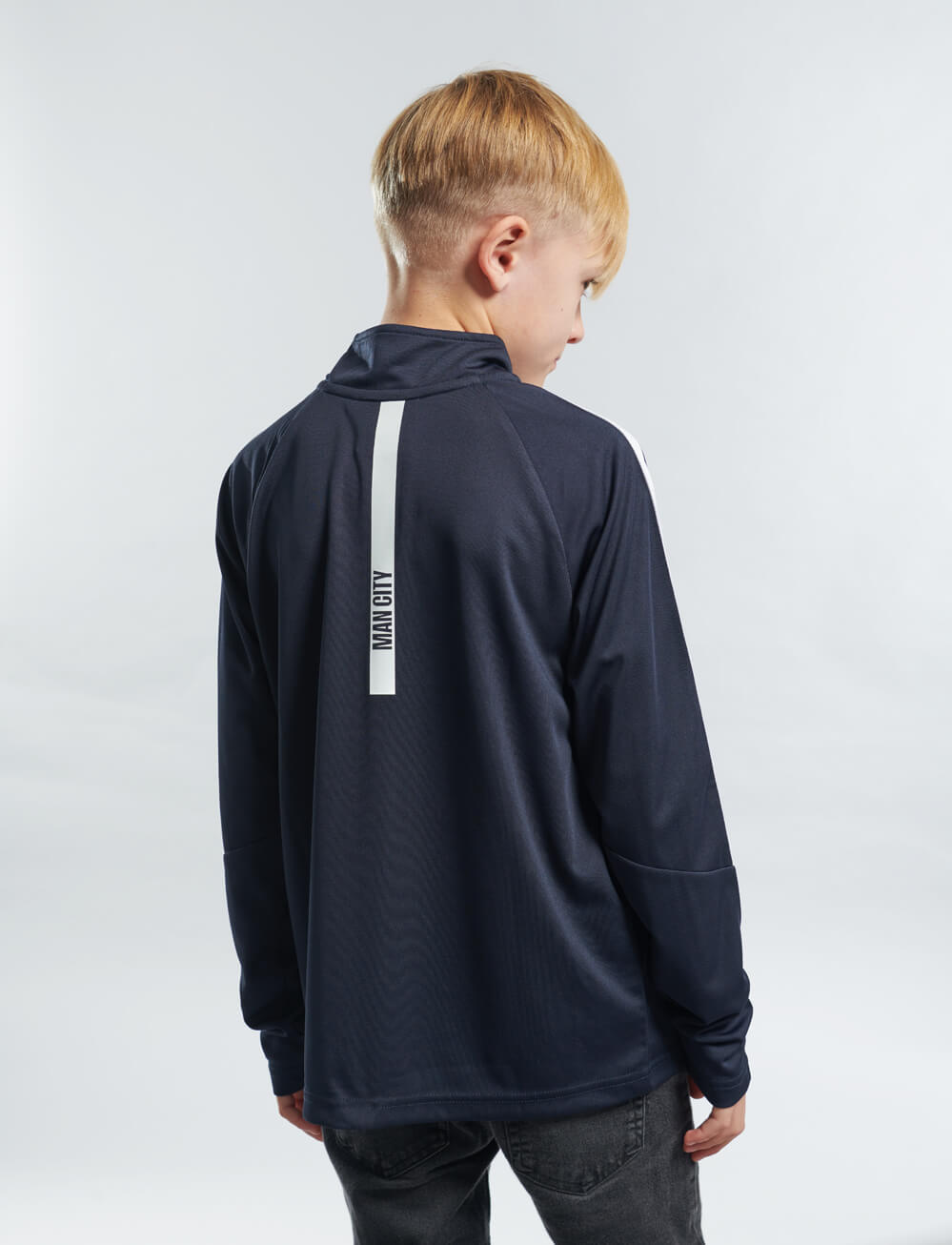 Official Manchester City Kids 1/4 Zip Track Top - Navy - The World Football Store