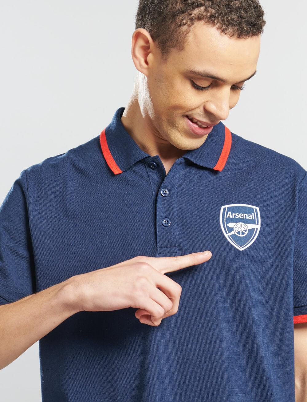 Official Arsenal Tipped Polo - Navy - The World Football Store