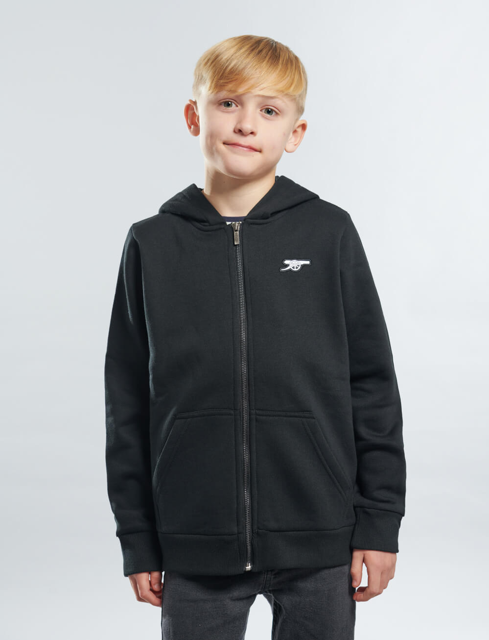 Official Arsenal Kids Full Zip Hoodie - Black - The World Football Store