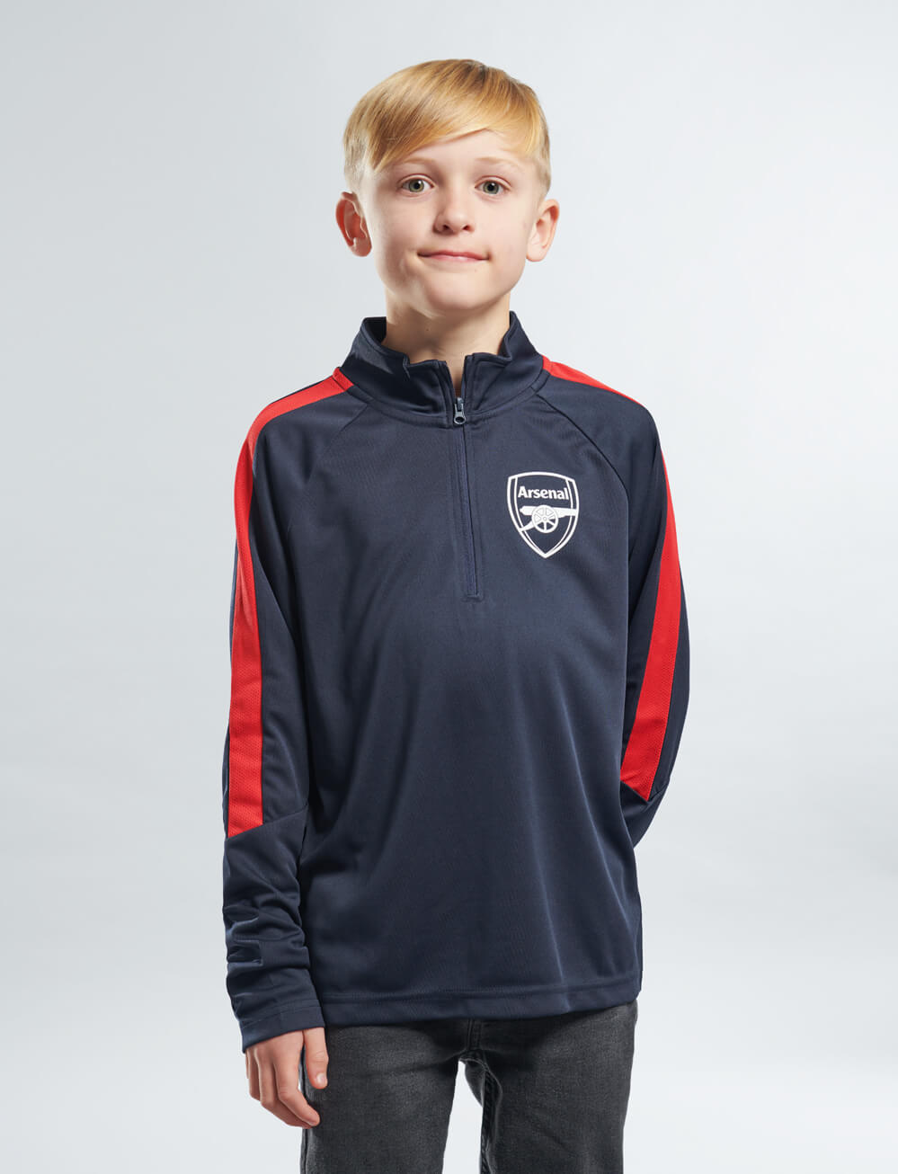 Official Arsenal Kids 1/4 Zip Track Top - Navy - The World Football Store