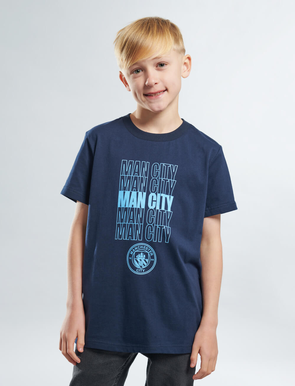 Official Manchester City Kids Graphic T-Shirt - Navy - The World Football Store