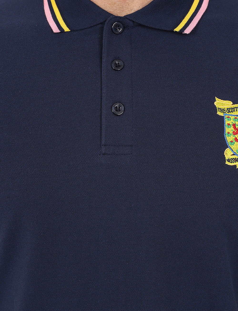 Official Team Scotland Retro Tipped Polo Shirt - Navy - The World Football Store