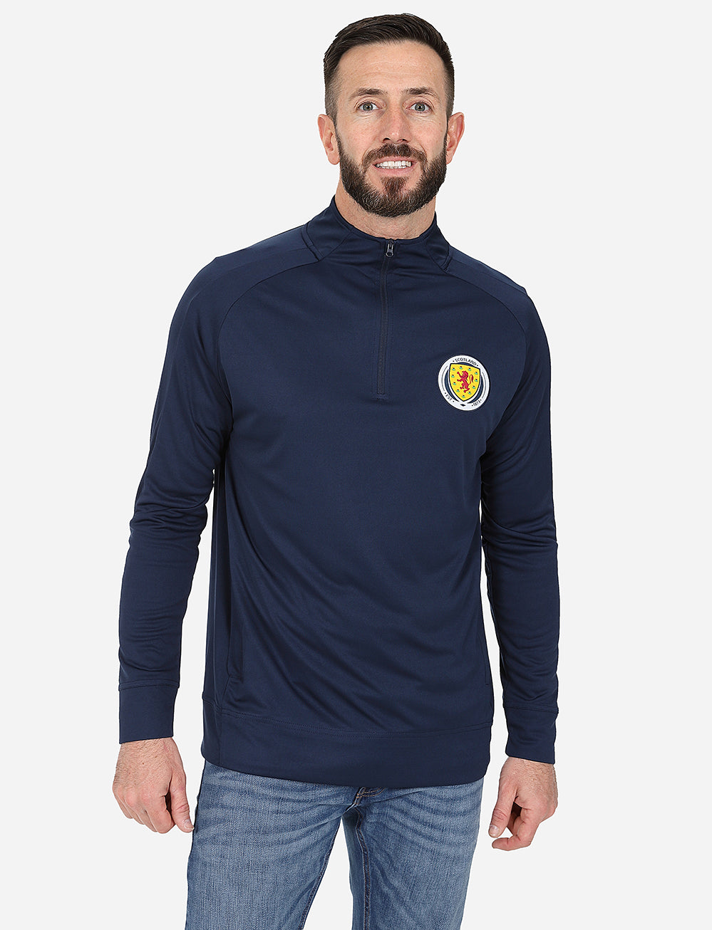 Official Scotland 1/4 Zip Track Top - Navy - The World Football Store