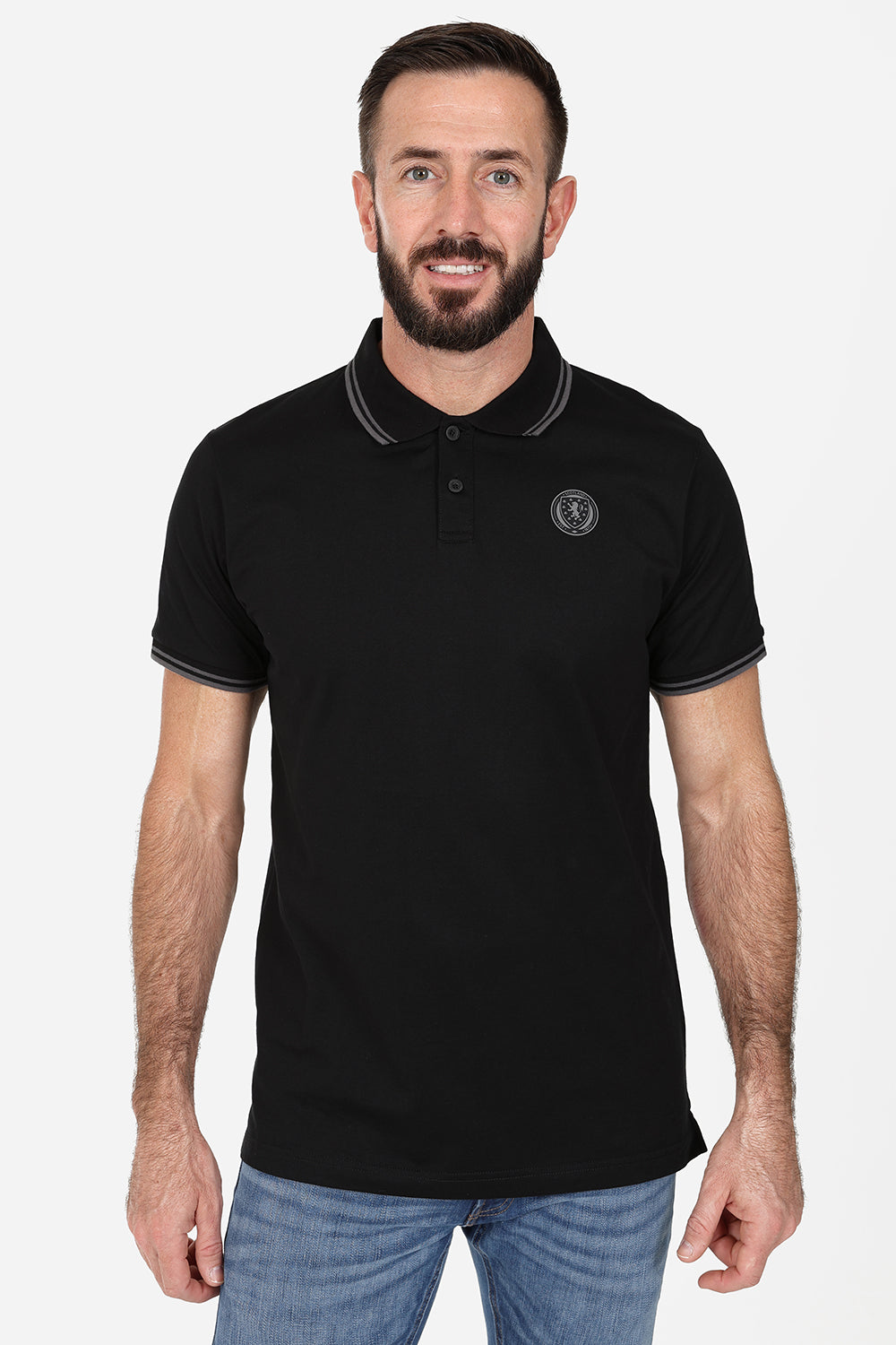 Official Limited Edition Scotland Polo Shirt - Black - The World Football Store