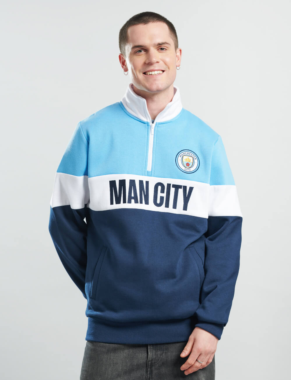 Official Manchester City 1/4 Zip Sweat - The World Football Store