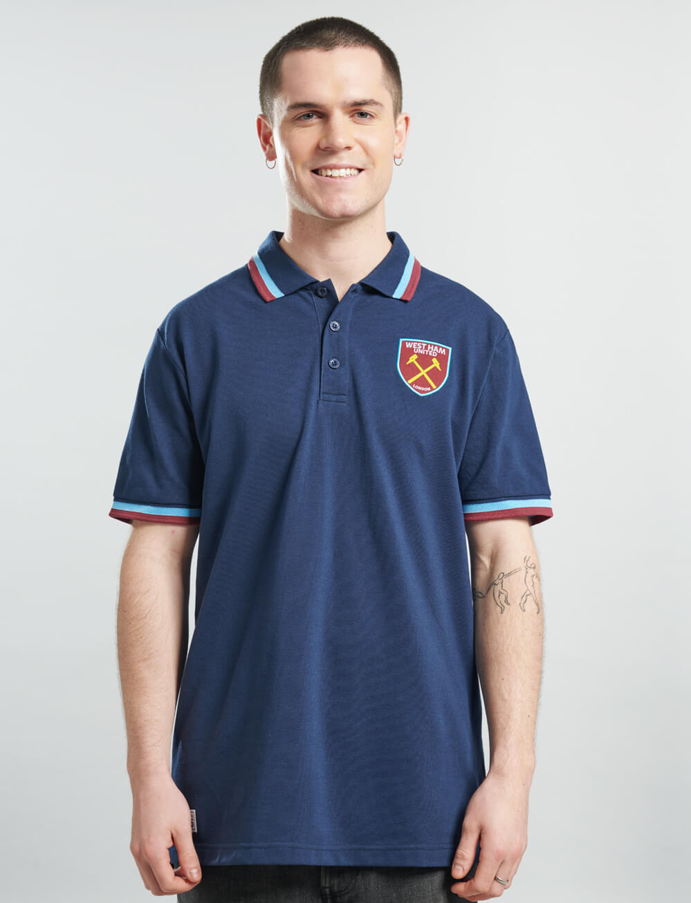 Official West Ham United Tipped Polo - Navy - The World Football Store