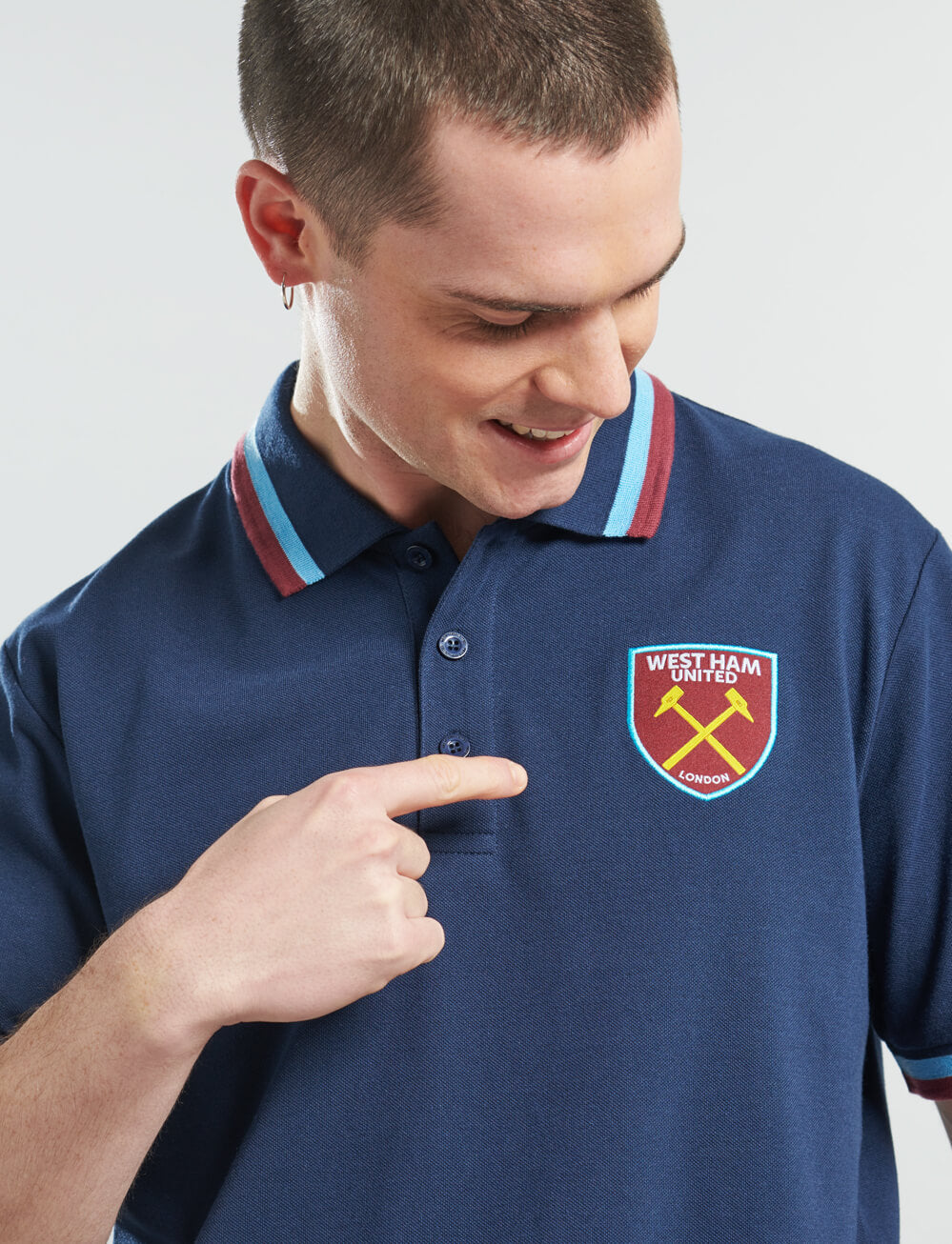 Official West Ham United Tipped Polo - Navy - The World Football Store