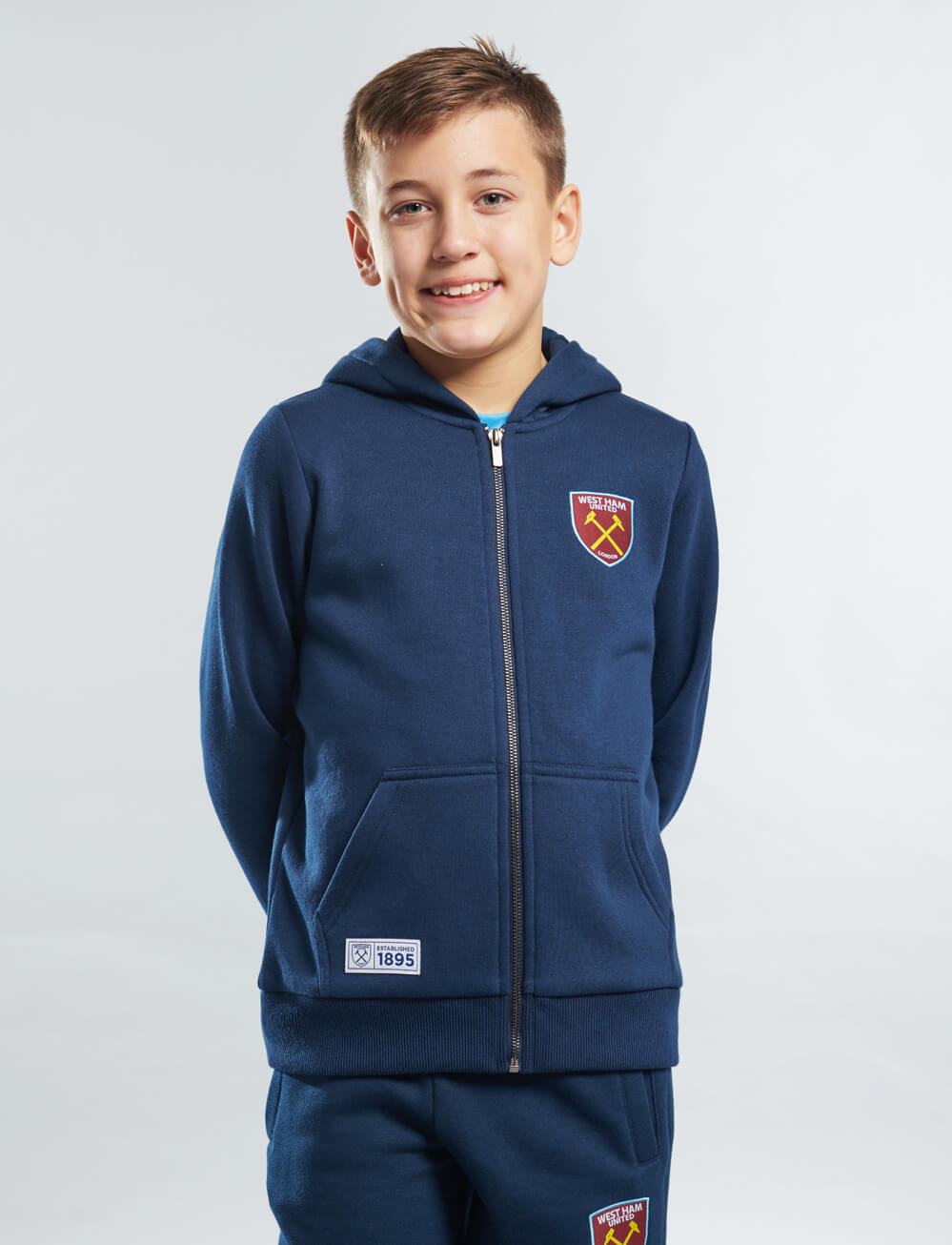 Official West Ham United Kids Zip Hoodie Navy