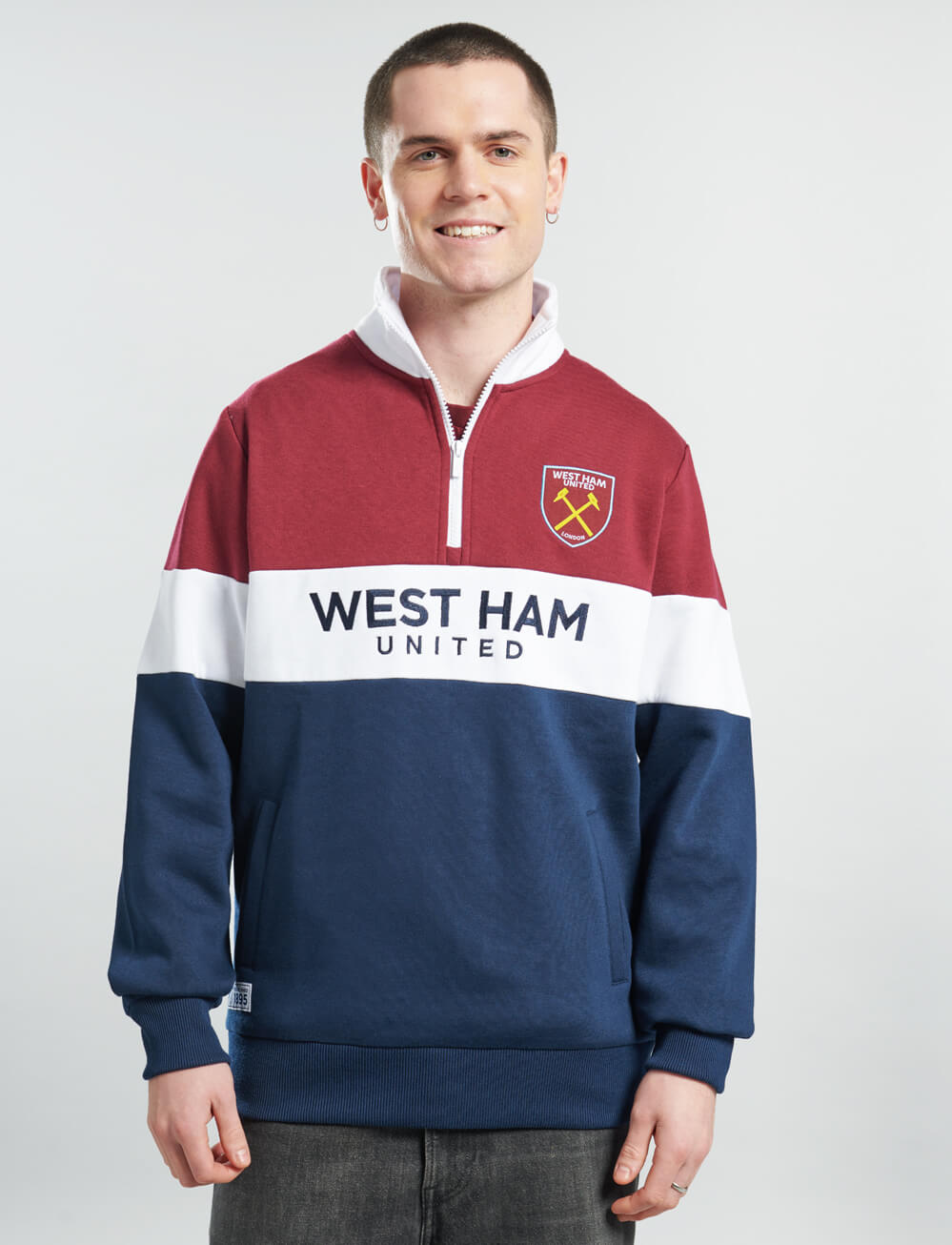 Official West Ham United 1/4 Zip Sweat - The World Football Store