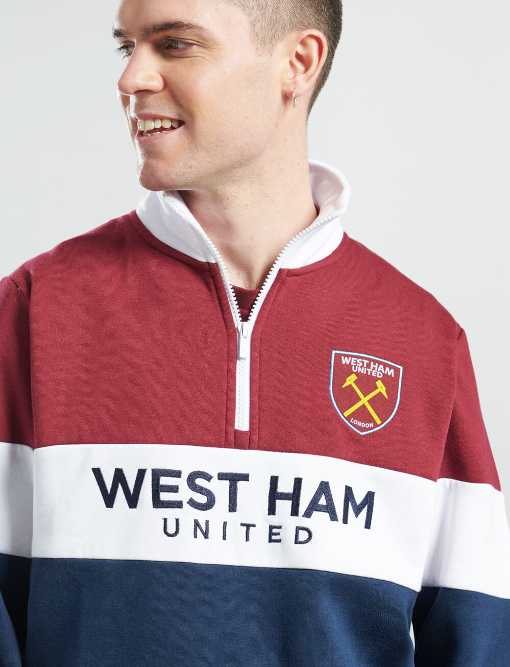 Official West Ham United 1/4 Zip Sweat - The World Football Store