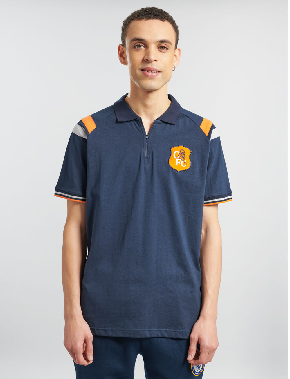 Official Chelsea Zip Neck Polo Navy - Main Image