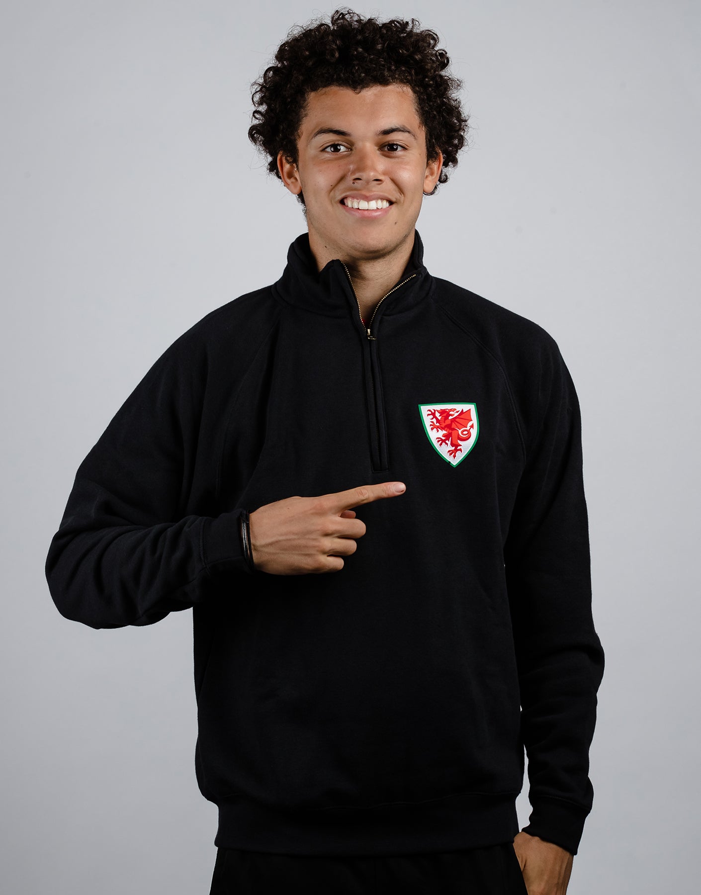 Official Team Wales 1/4 Zip Sweat - Black - The World Football Store