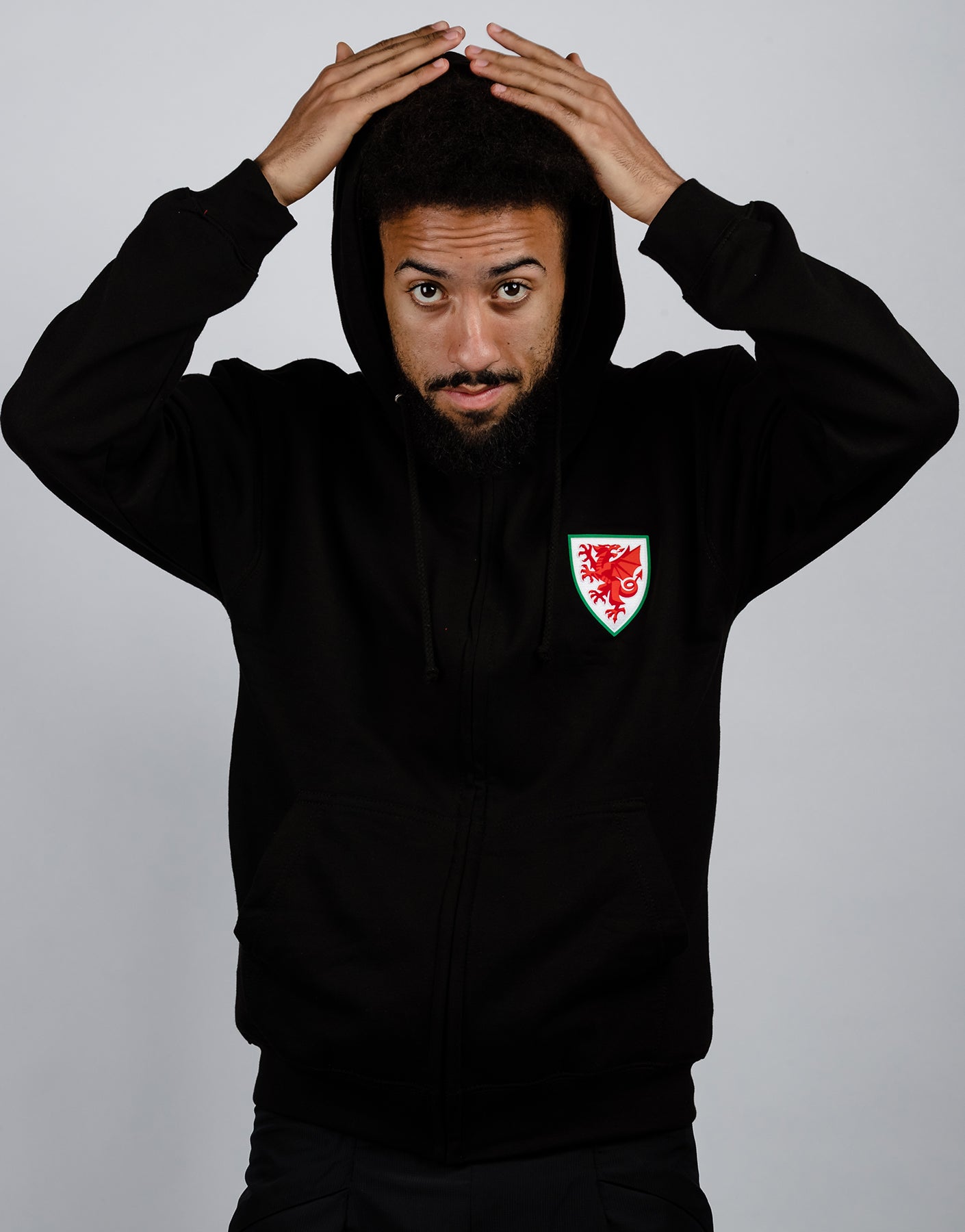 Official Team Wales Full Zip Hoodie - Black - The World Football Store