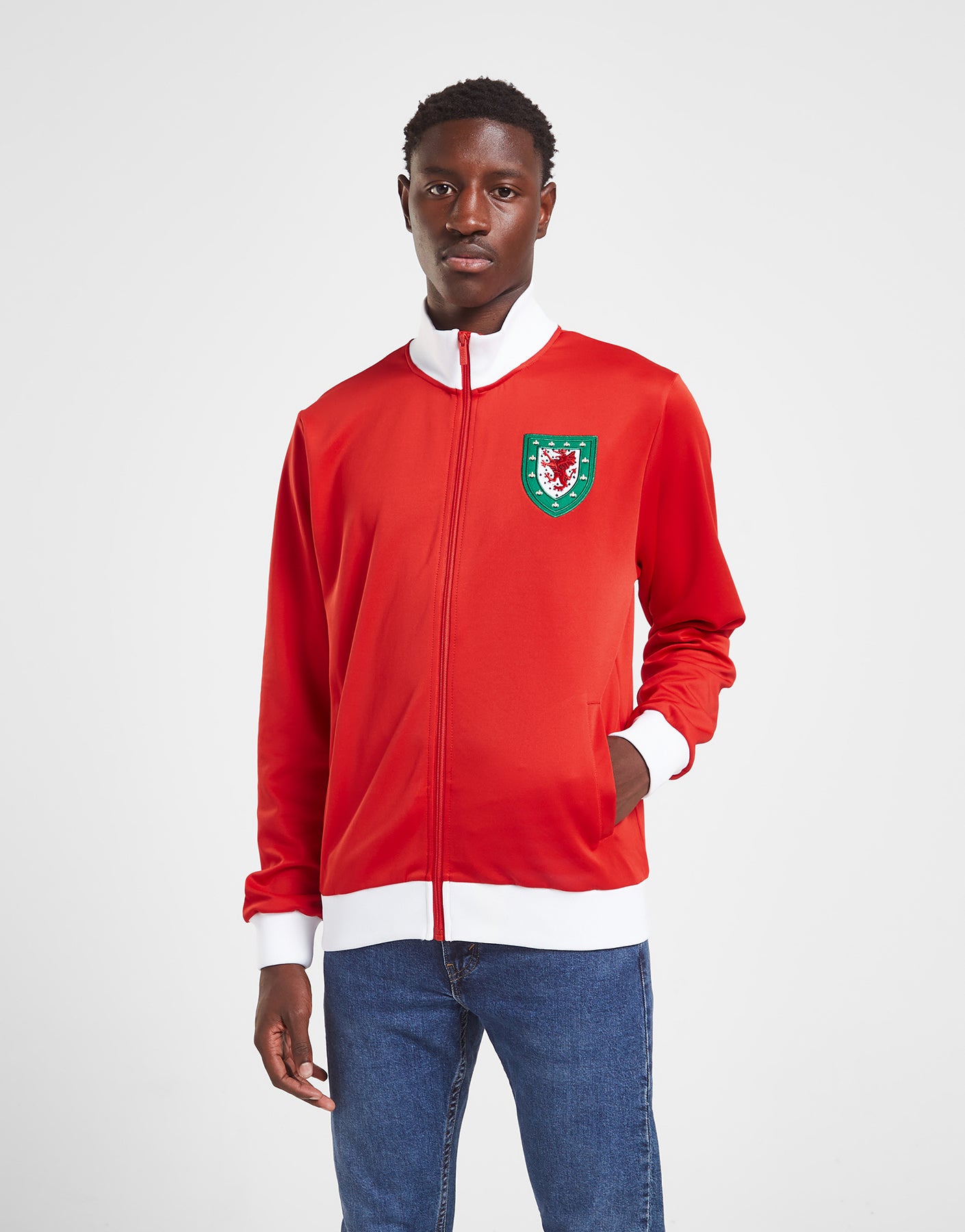 Official Team Wales Retro Track Top - Red - The World Football Store