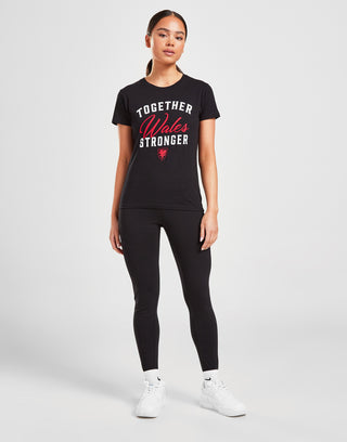 Official Team Wales Womens 'Together Stronger' T-Shirt Black