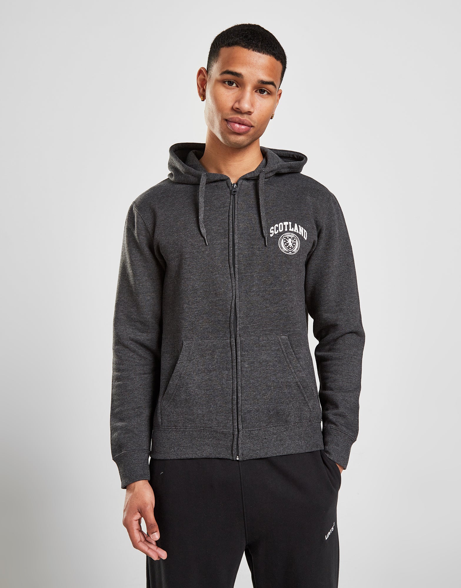 Official Team Scotland Crest Badge Zip Hoodie - Grey - The World Football Store