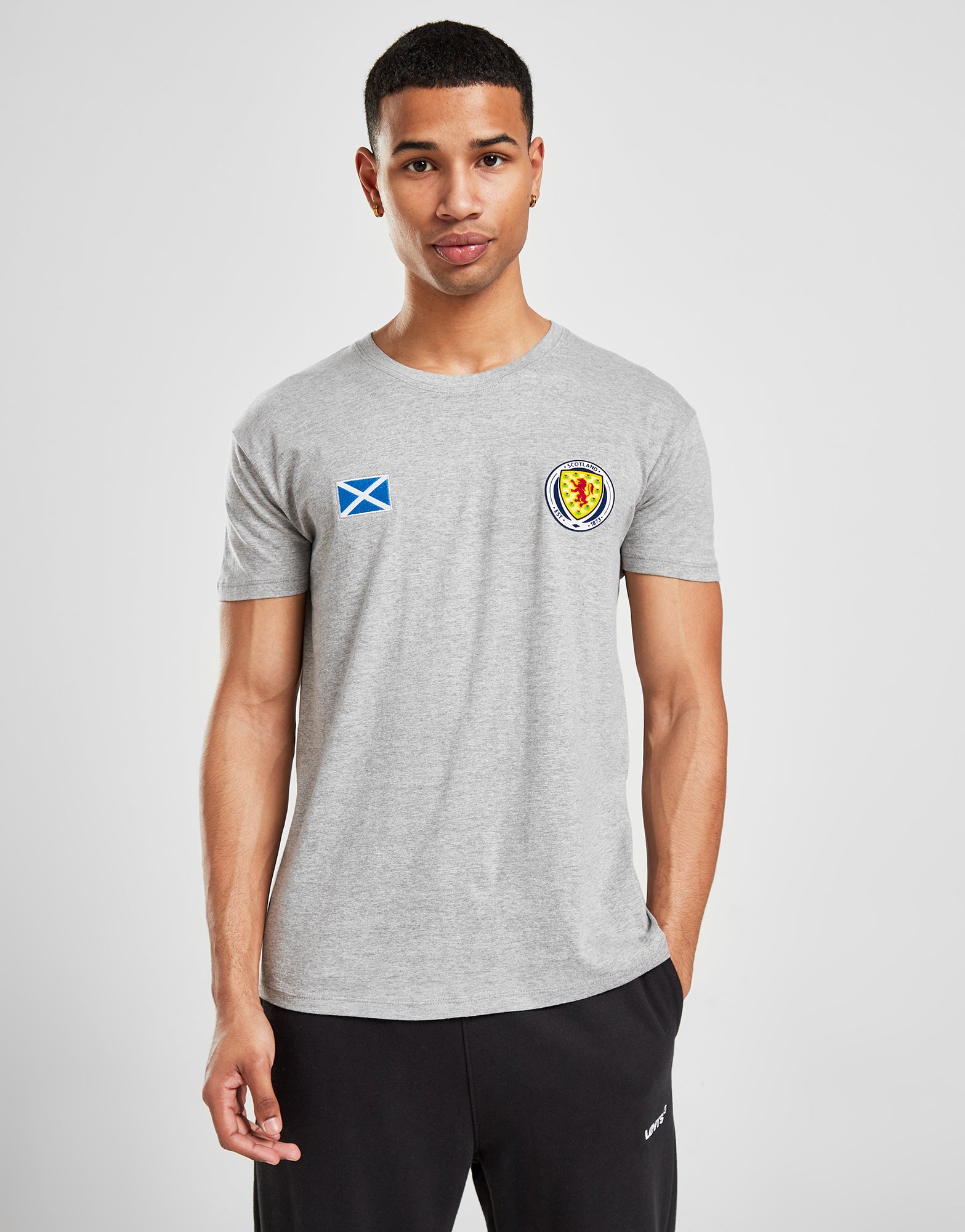 Official Team Scotland Flag and Badge T-Shirt - Grey - The World Football Store