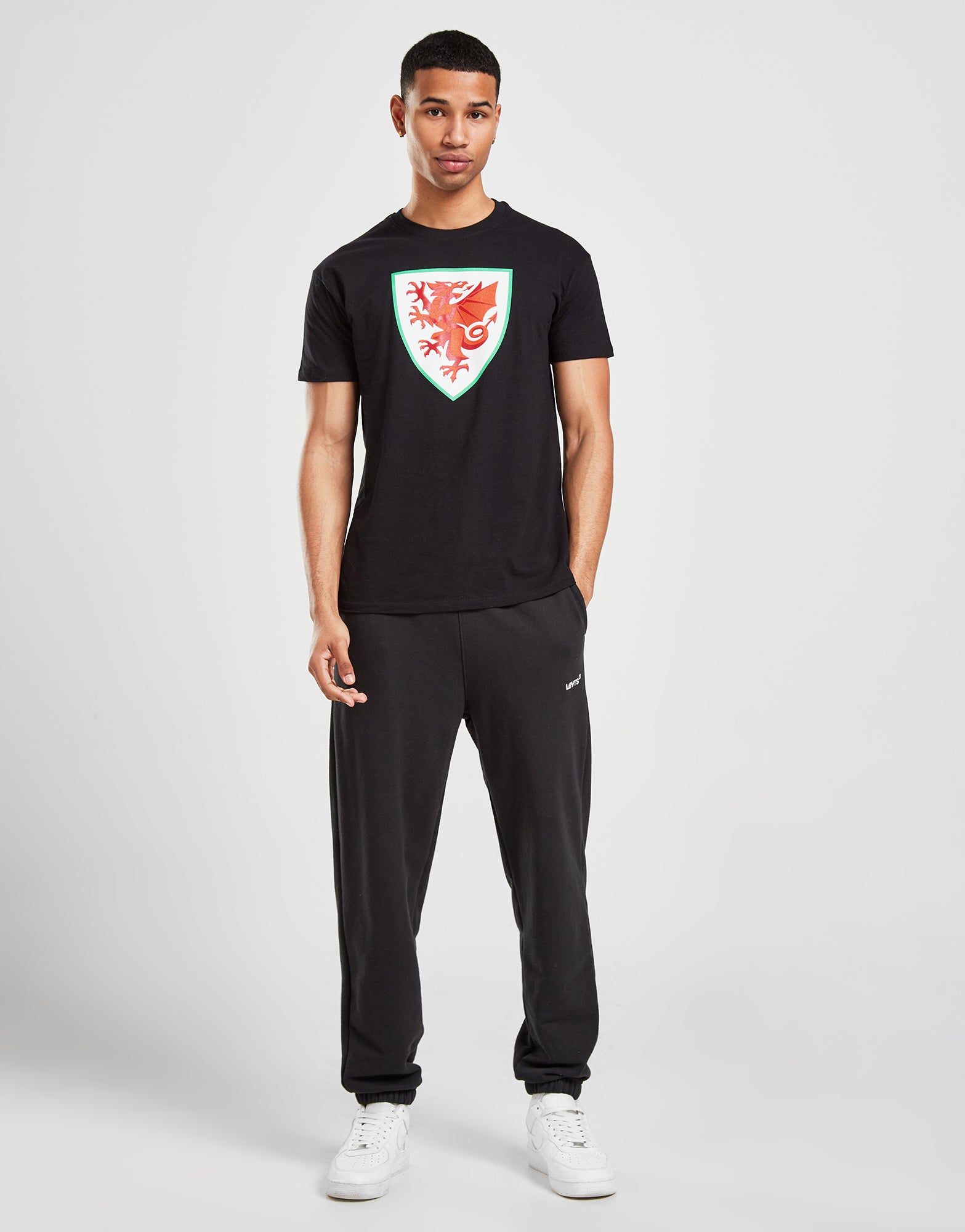 Official Team Wales Crest T-Shirt - Black - The World Football Store