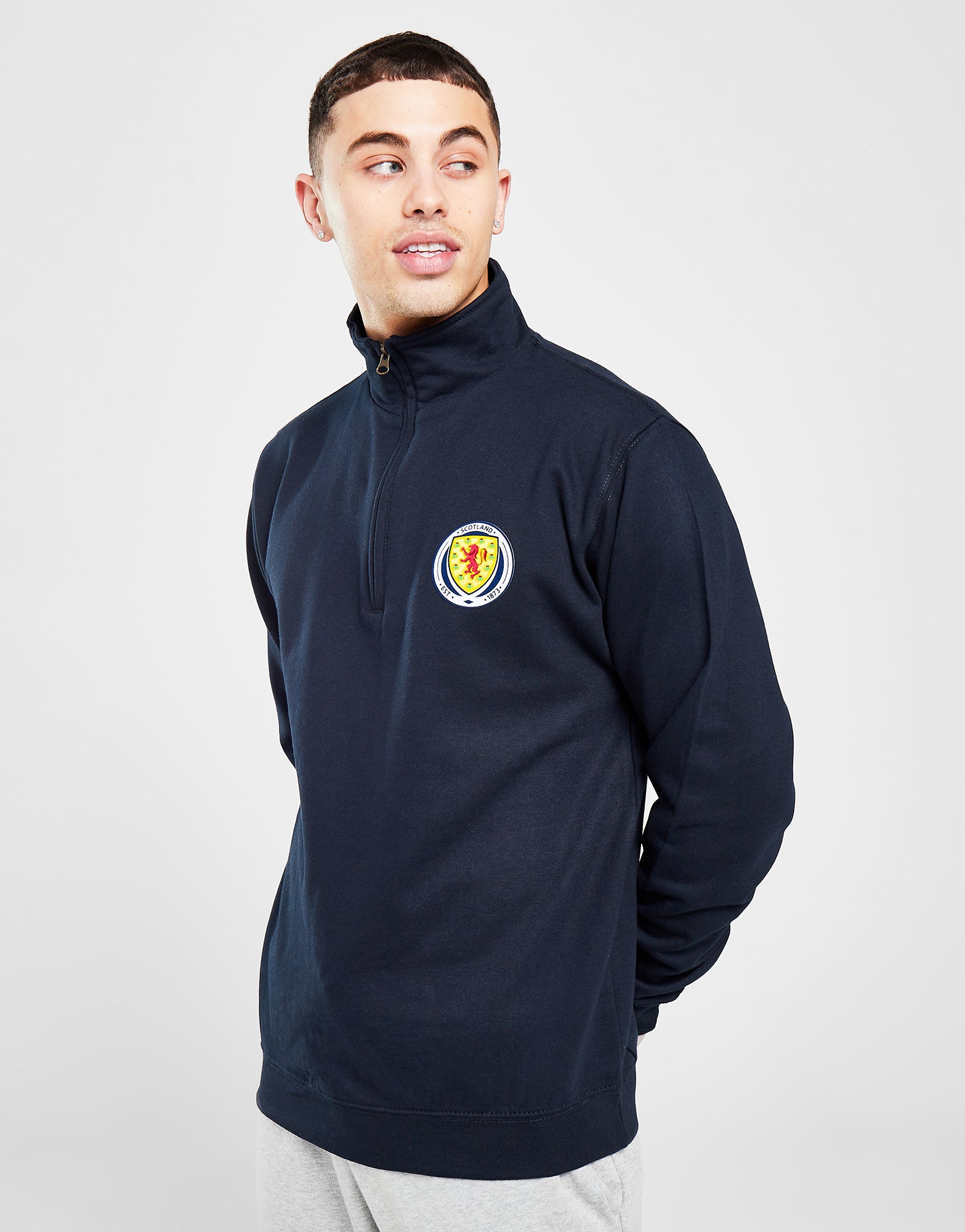 Official Team Scotland Crest Badge Zip Sweat - Navy - The World Football Store