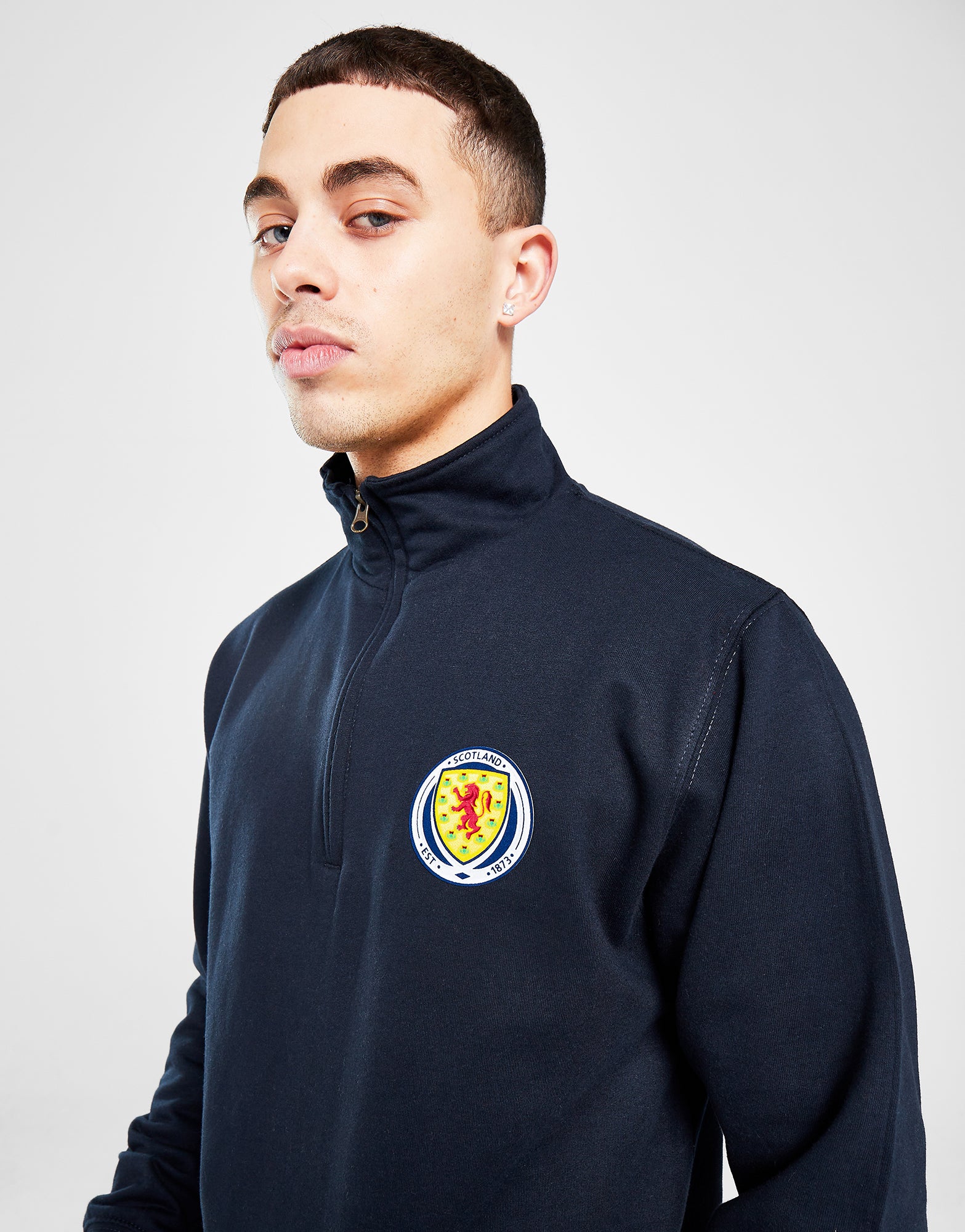 Official Team Scotland Crest Badge Zip Sweat - Navy - The World Football Store