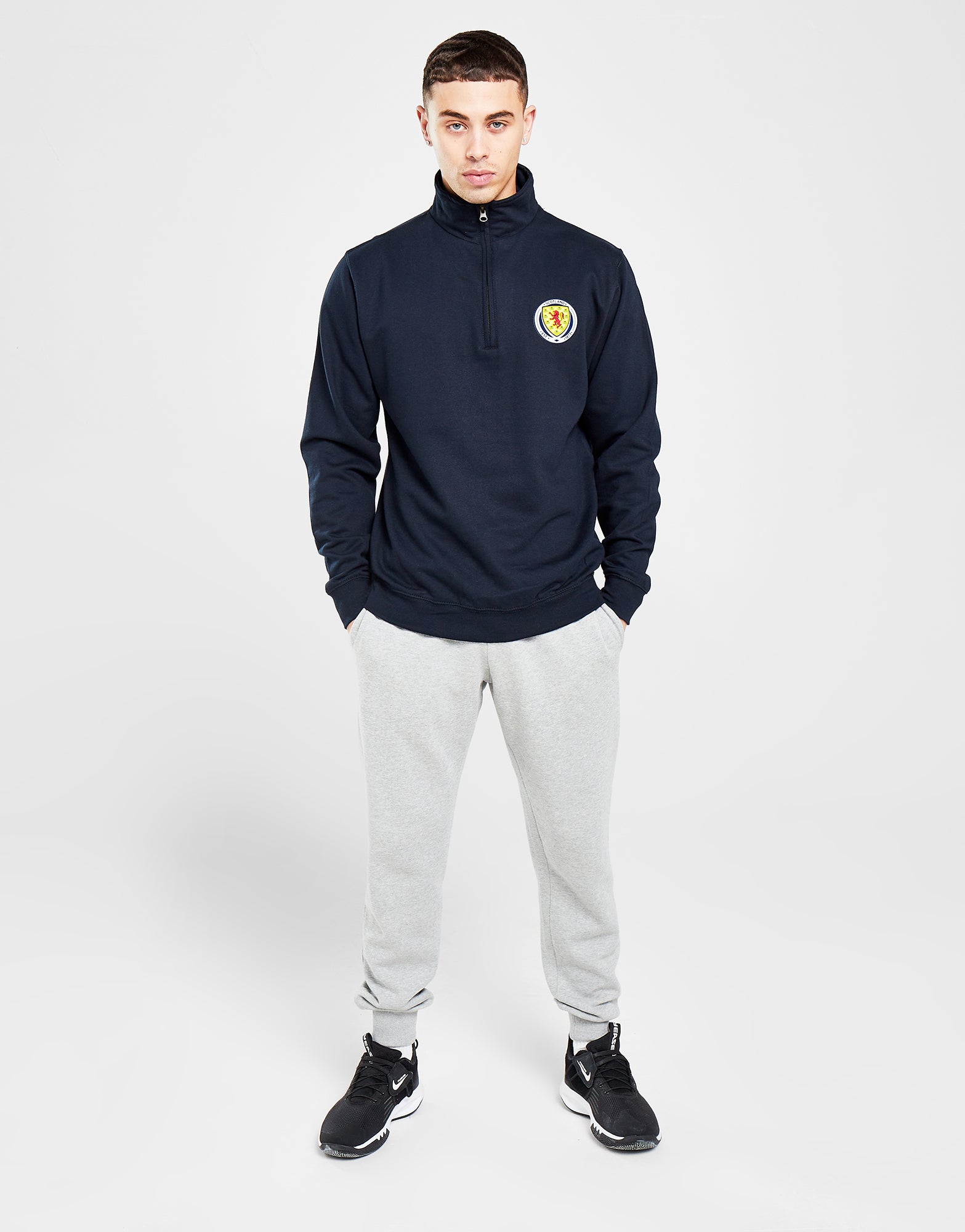 Official Team Scotland Crest Badge Zip Sweat - Navy - The World Football Store