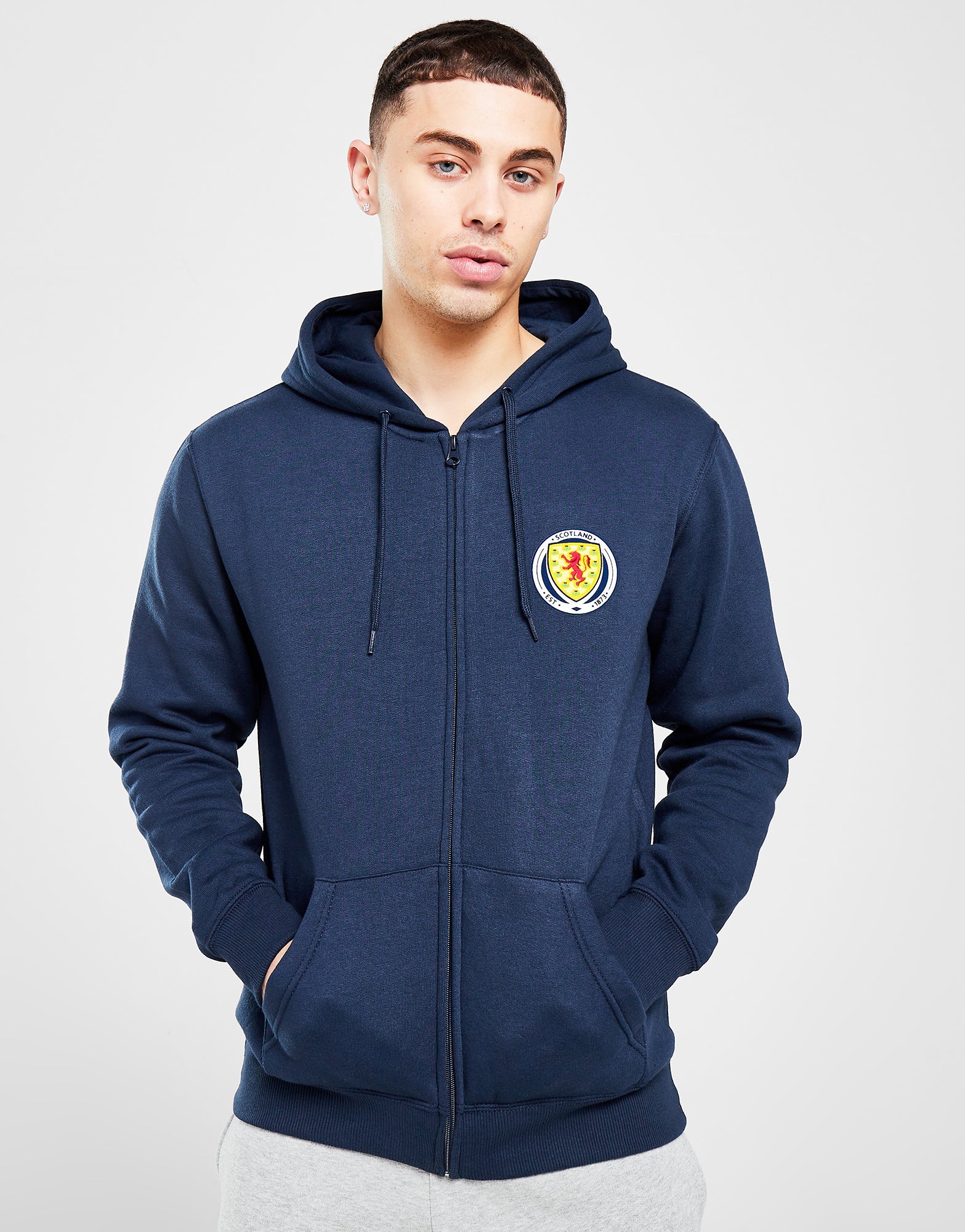 Official Team Scotland Crest Badge Zip Hoodie - Navy