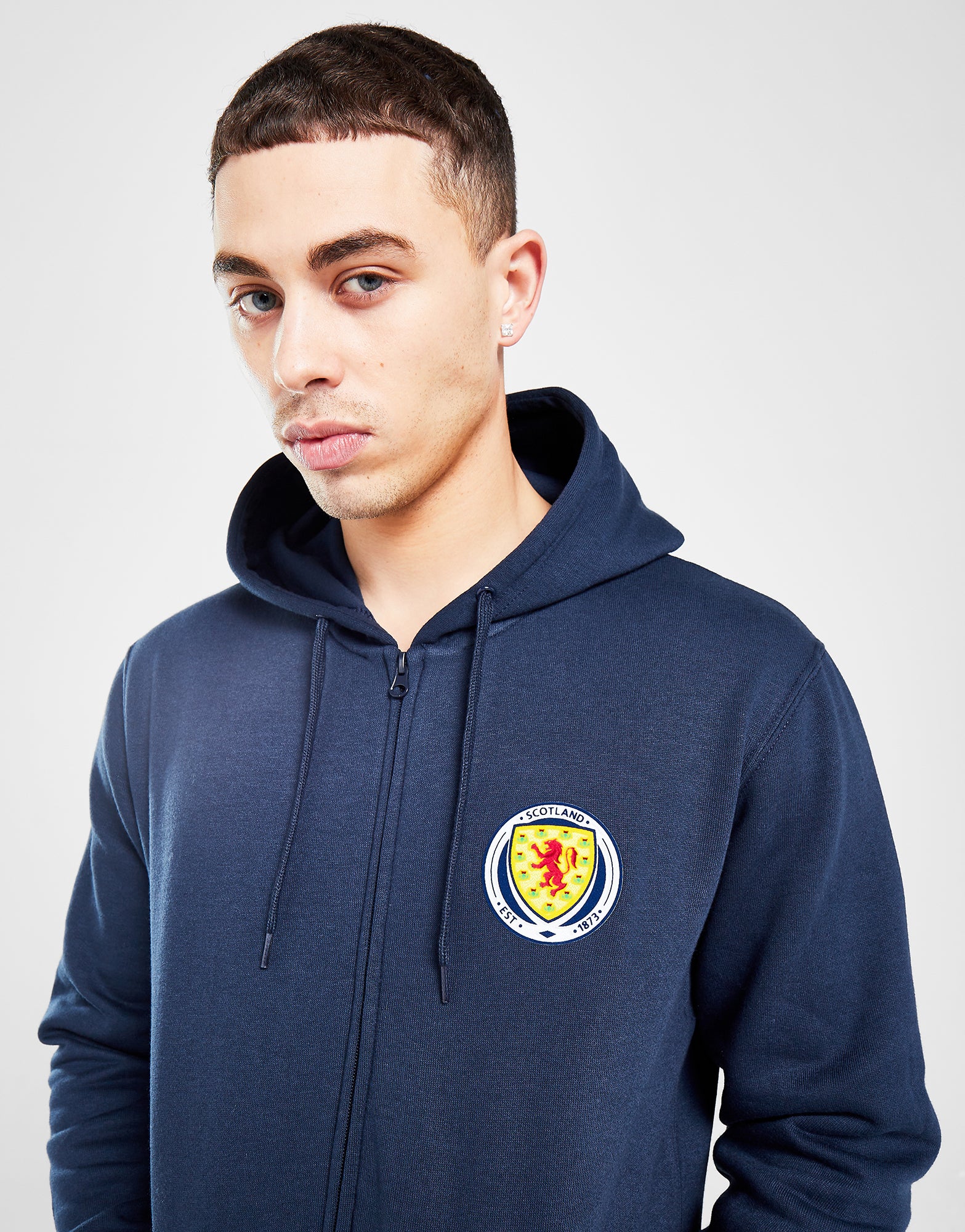 Official Team Scotland Crest Badge Zip Hoodie - Navy